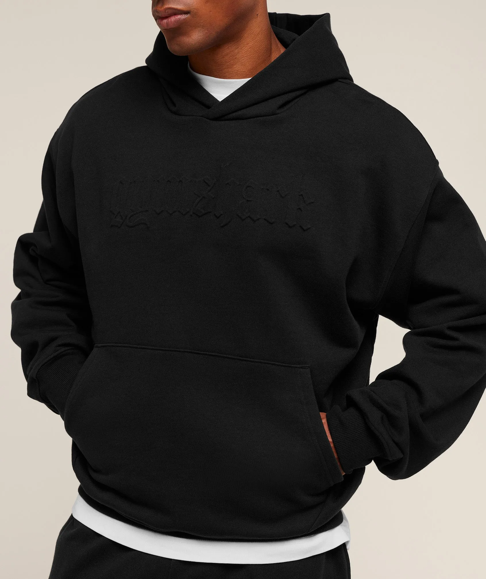 Gymshark Embossed Boxy Hoodie - Black sold by Gymshark product image thumbnail 4