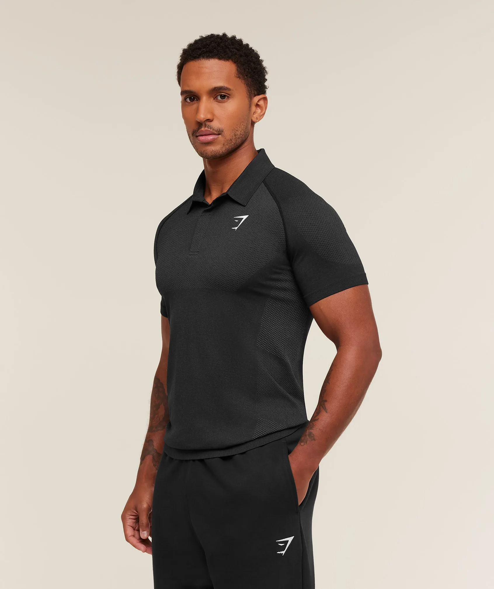 Gymshark Vital Polo - Black/Silhouette Grey sold by Gymshark product image thumbnail 2