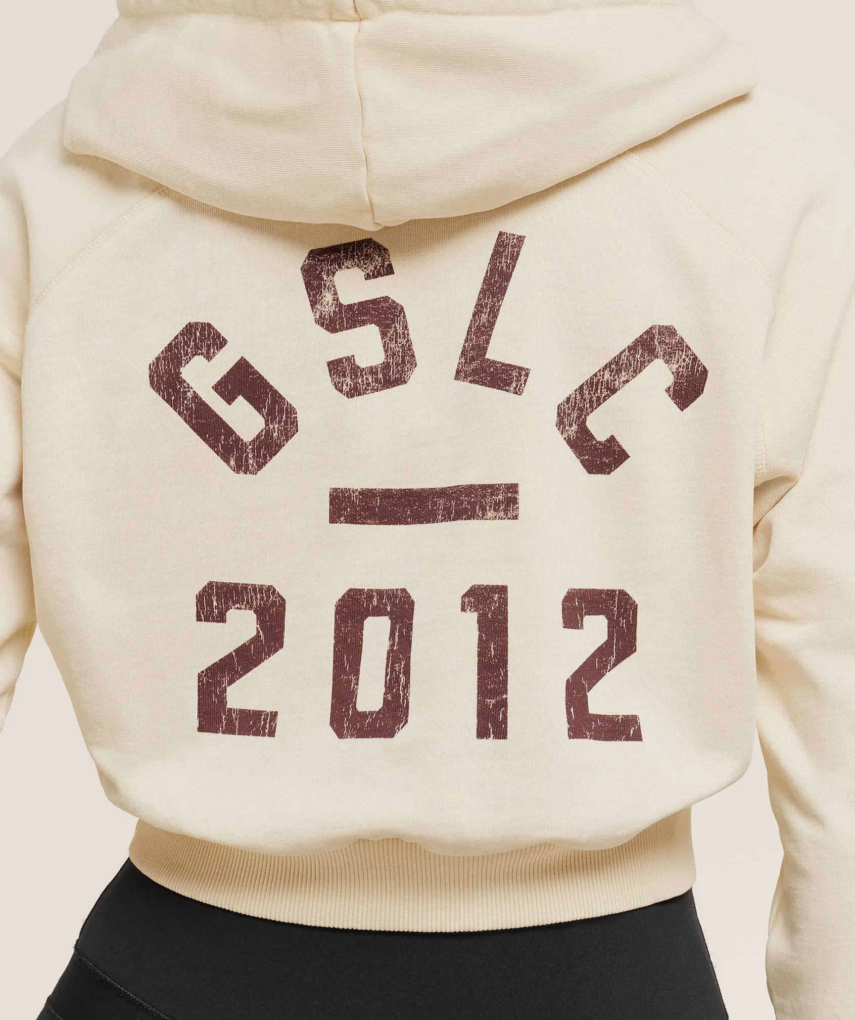 Gymshark Gymshark Lifting Club 2012 Graphic Cropped Hoodie - Stone Beige/Wash sold by Gymshark product image thumbnail 5