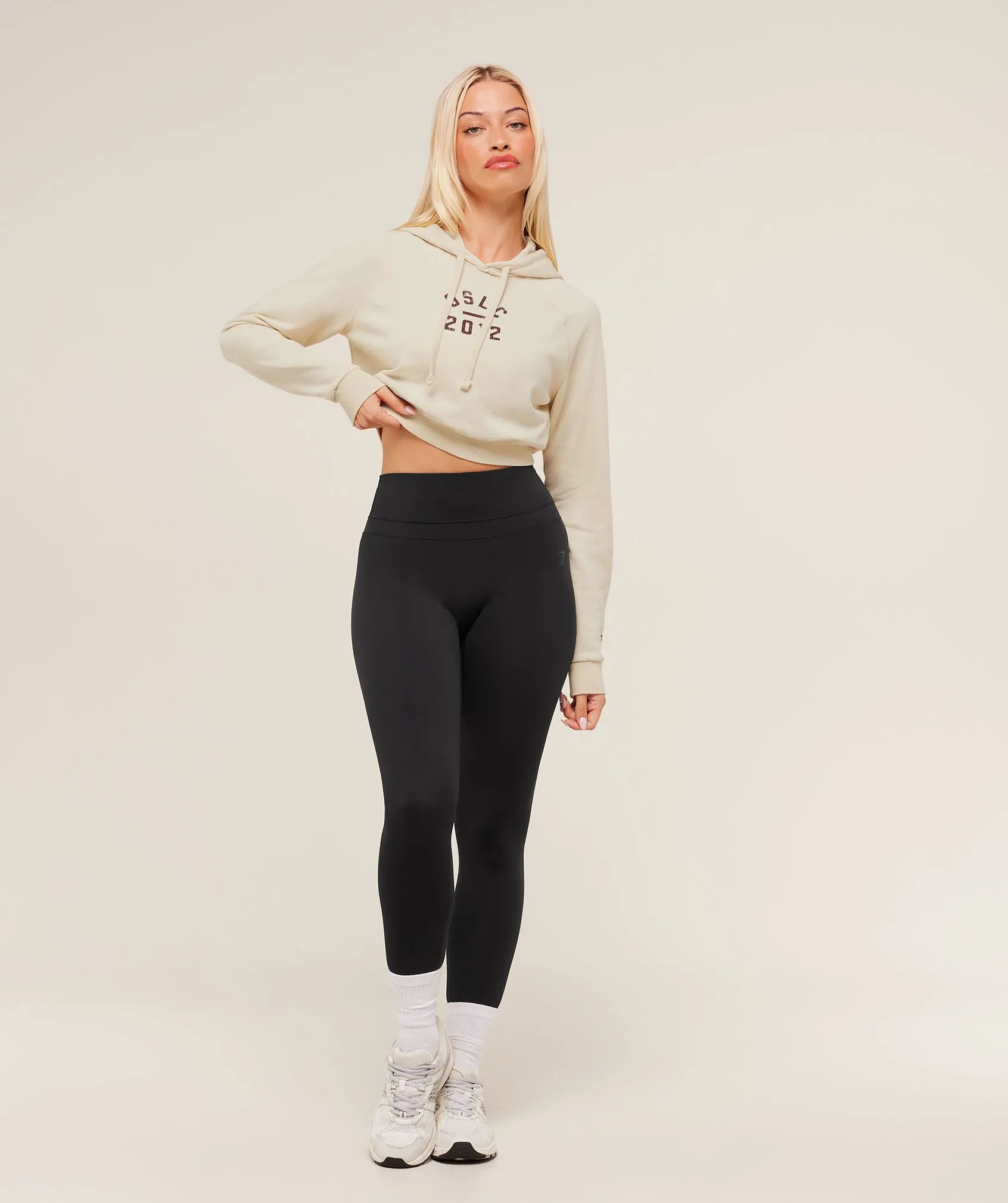 Gymshark Gymshark Lifting Club 2012 Graphic Cropped Hoodie - Stone Beige/Wash sold by Gymshark product image thumbnail 4