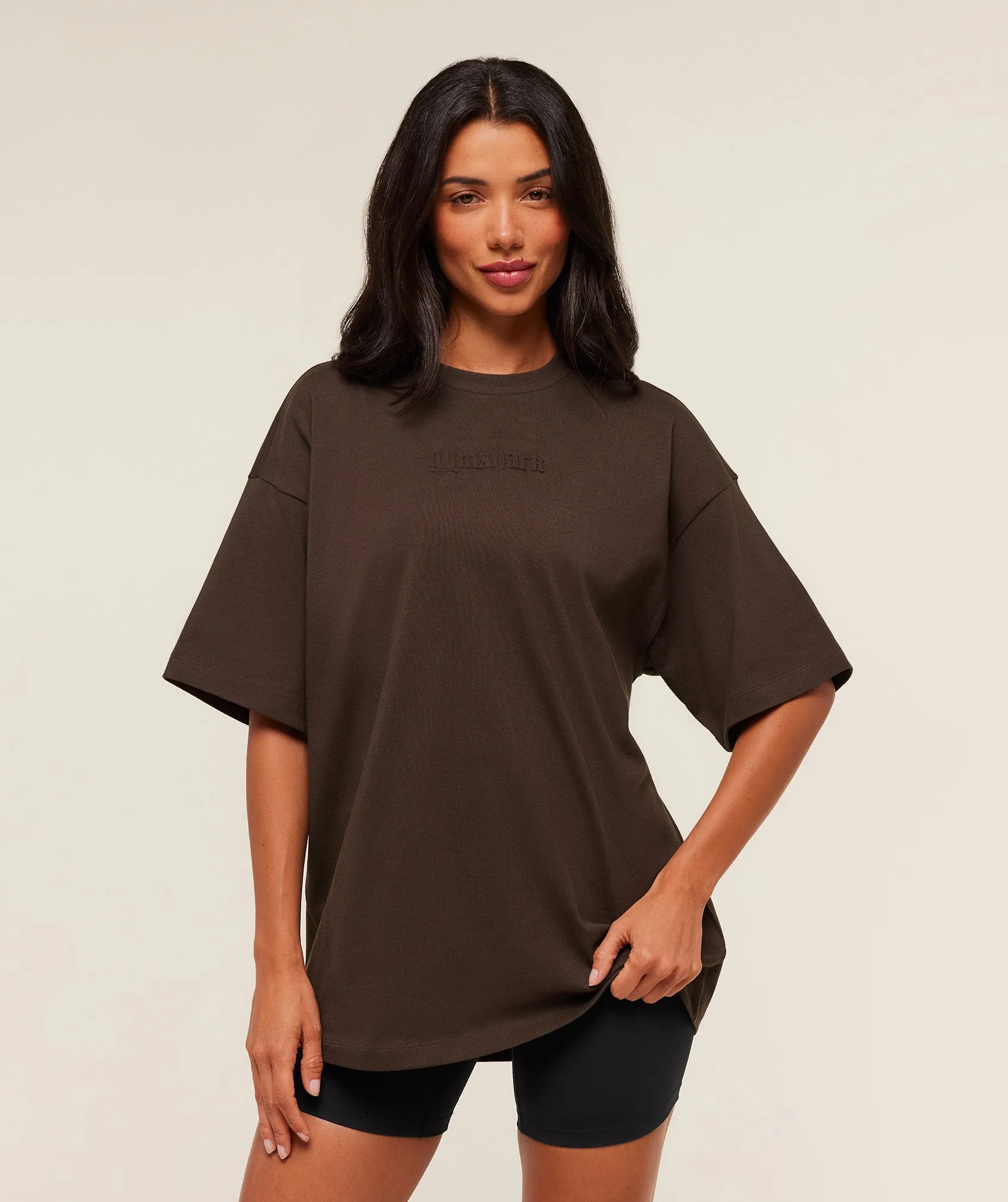 Gymshark Embossed Graphic Oversized T-Shirt - Archive Brown sold by Gymshark
