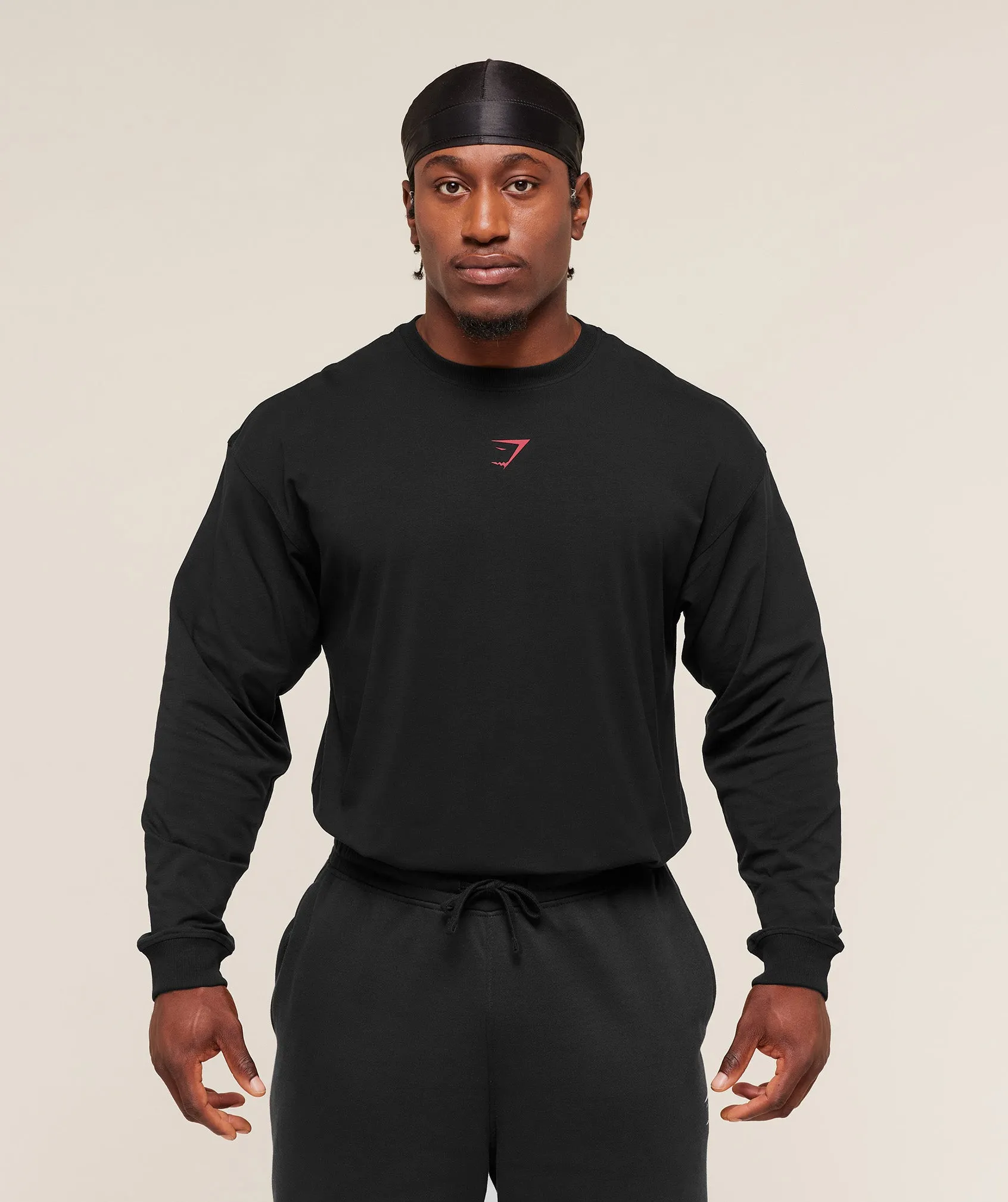 Gymshark Power Long Sleeve T-Shirt - Black/Conditioning Red sold by Gymshark product image thumbnail 2