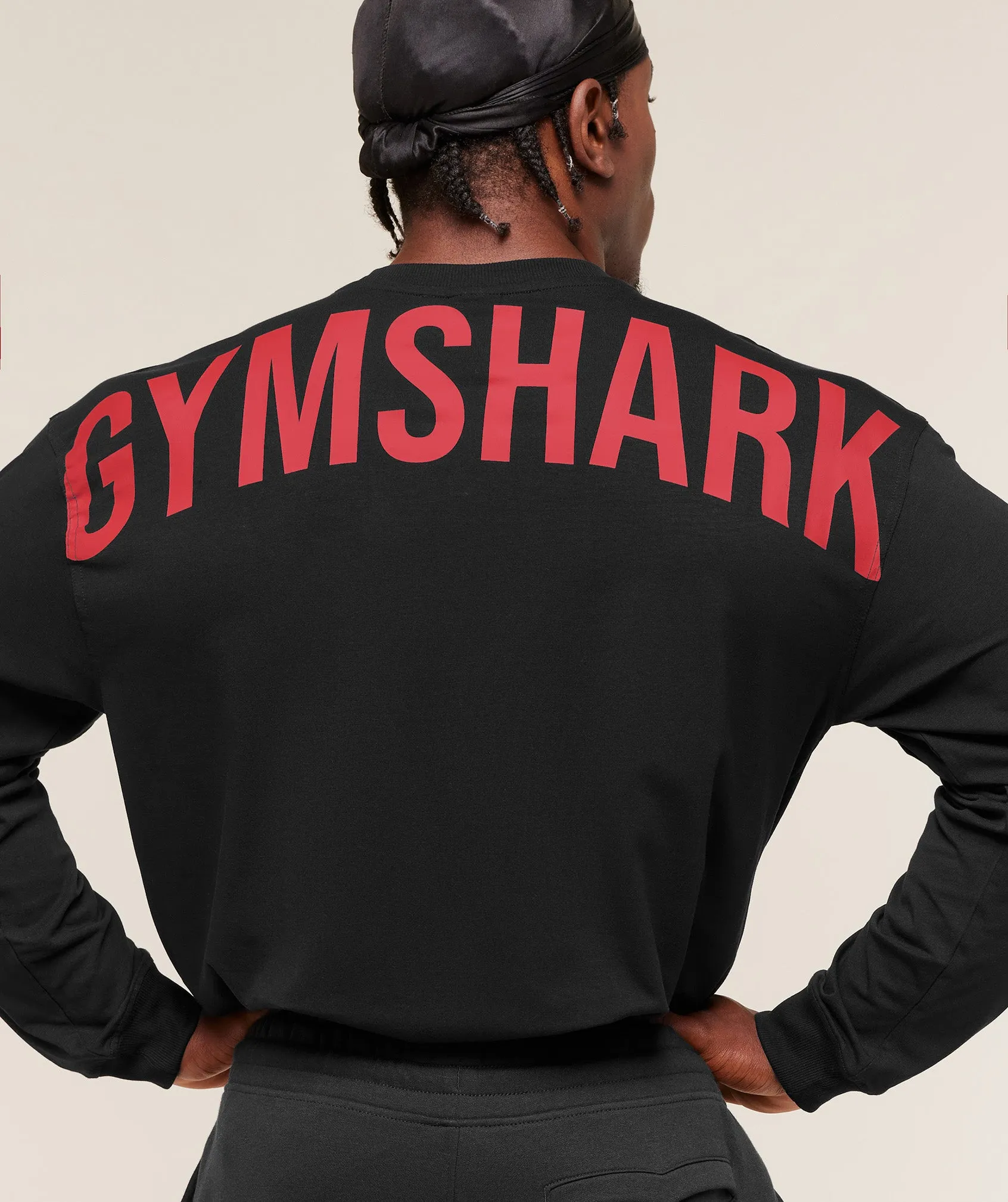 Gymshark Power Long Sleeve T-Shirt - Black/Conditioning Red sold by Gymshark product image thumbnail 4
