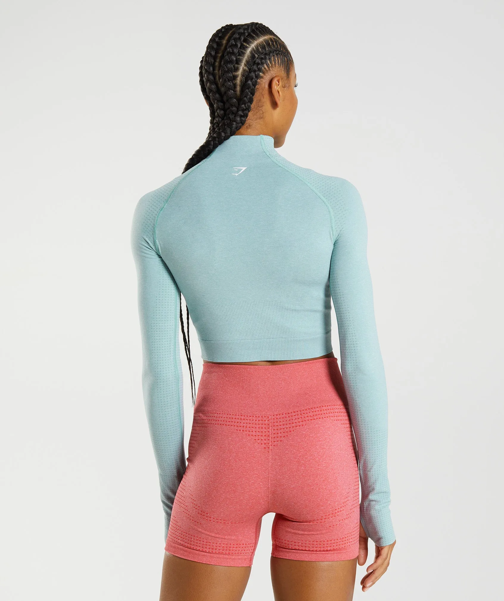Gymshark Vital Seamless 2.0 High Neck Midi Top - Pearl Blue Marl sold by Gymshark product image thumbnail 2
