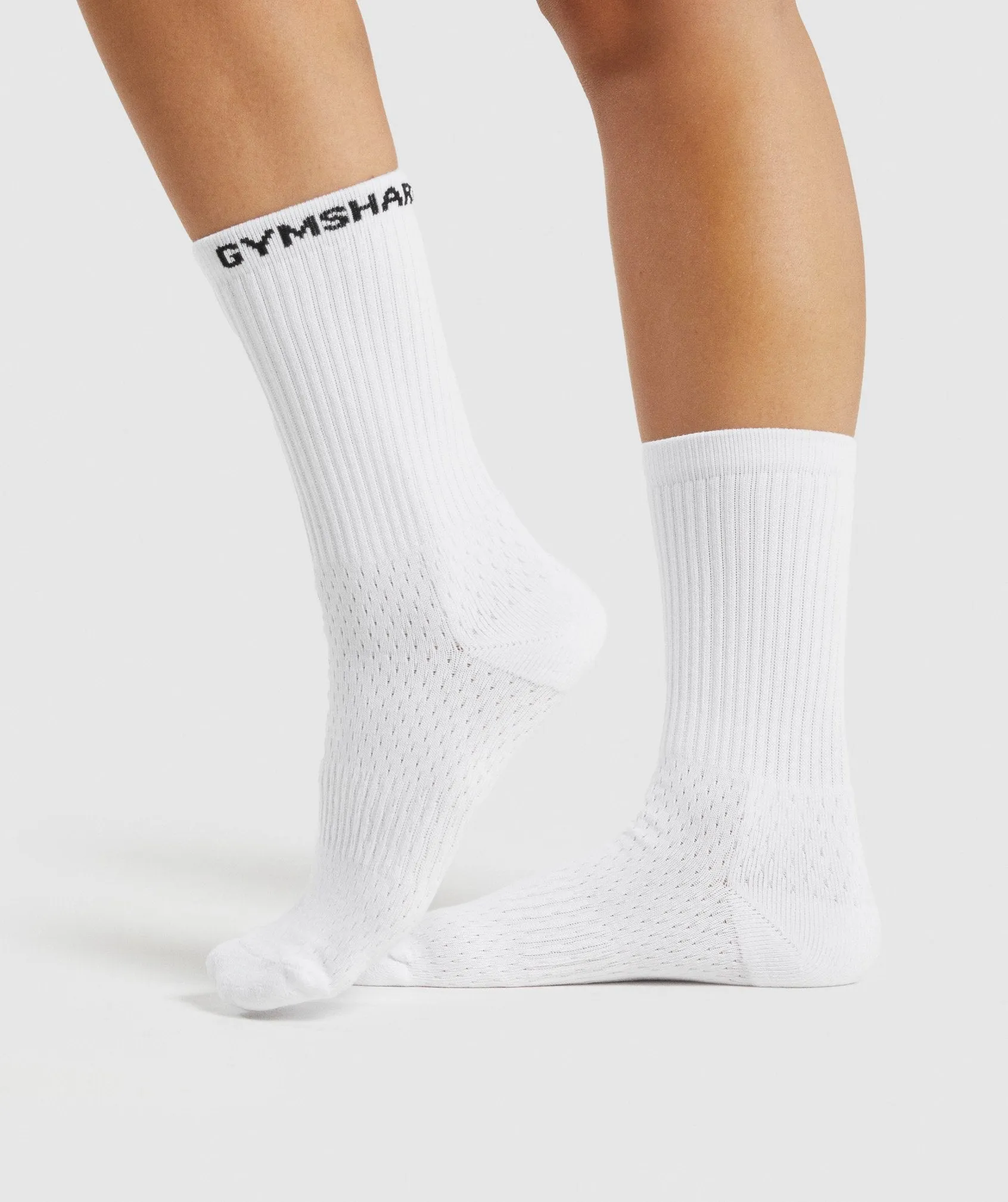 Gymshark Premium Logo Crew Socks 1pk - White sold by Gymshark