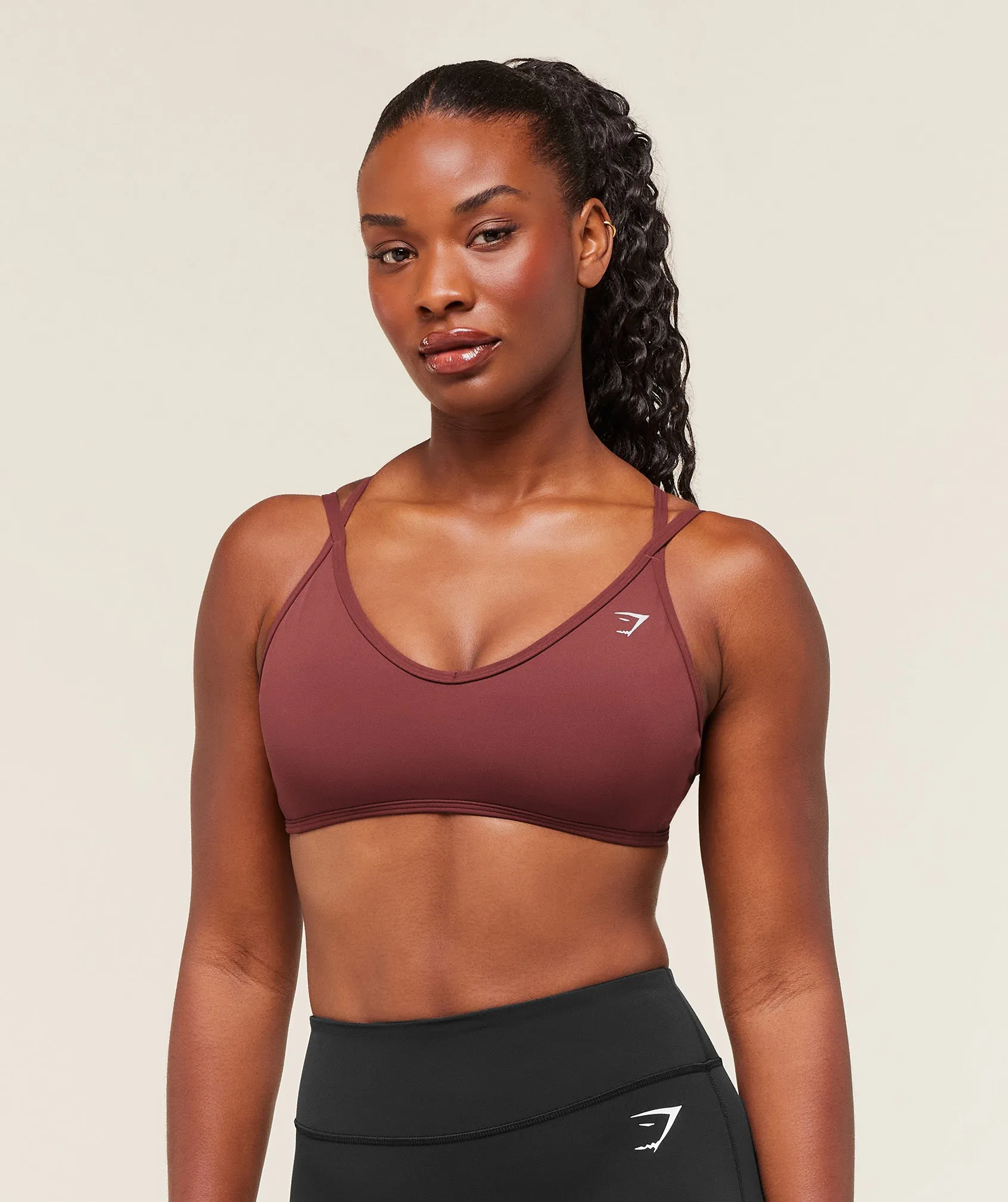 Gymshark Back Gains Sports Bra - Burgundy Brown sold by Gymshark