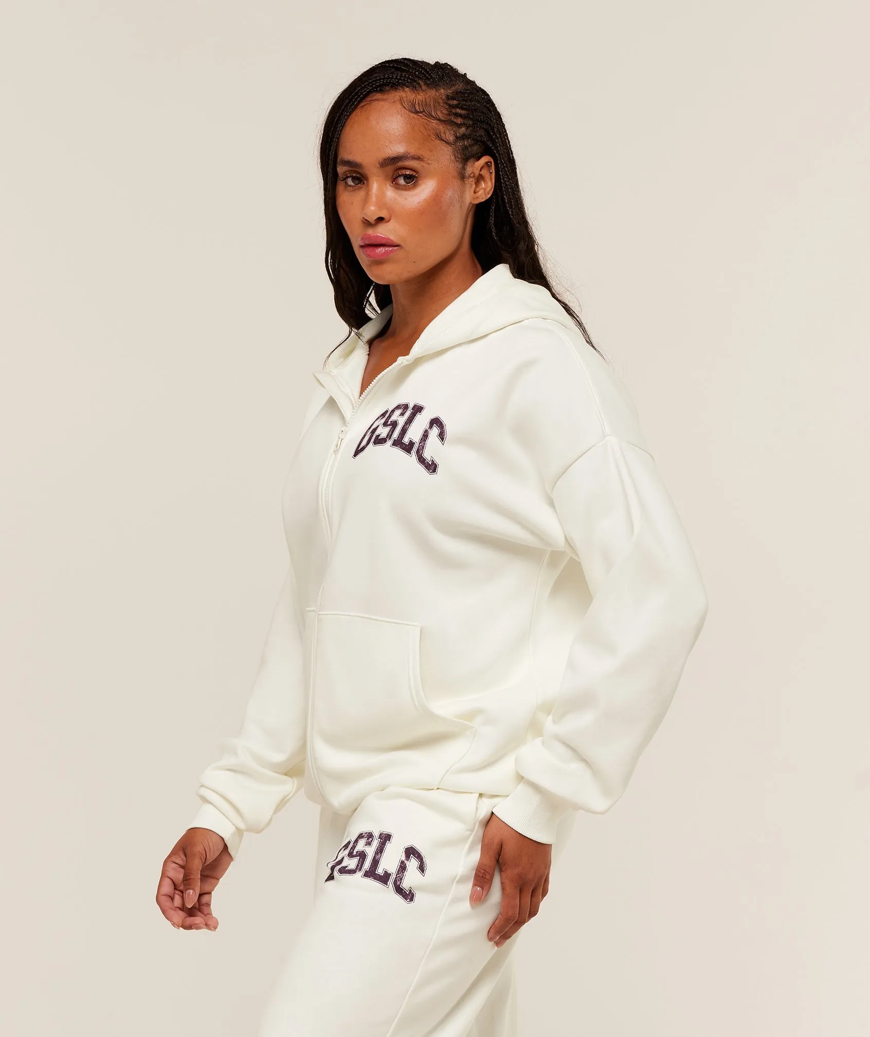 Gymshark GSLC Graphic Zip Up Hoodie - Soft White sold by Gymshark product image thumbnail 3