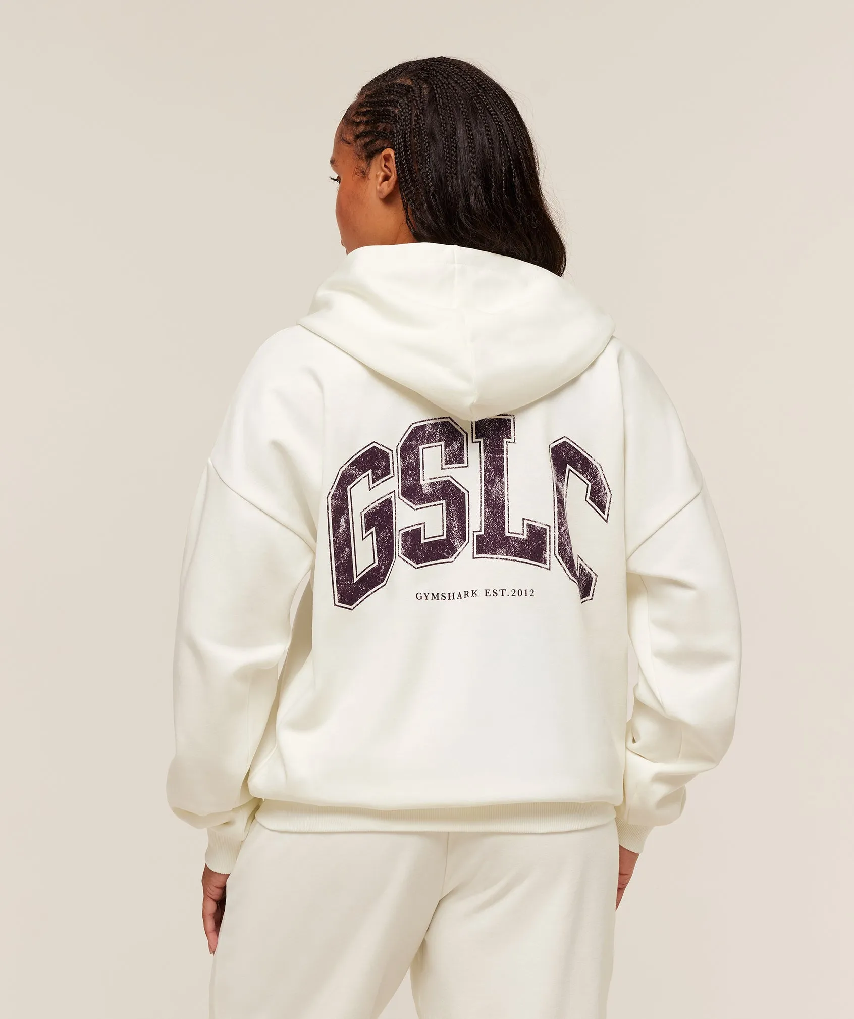Gymshark GSLC Graphic Zip Up Hoodie - Soft White sold by Gymshark