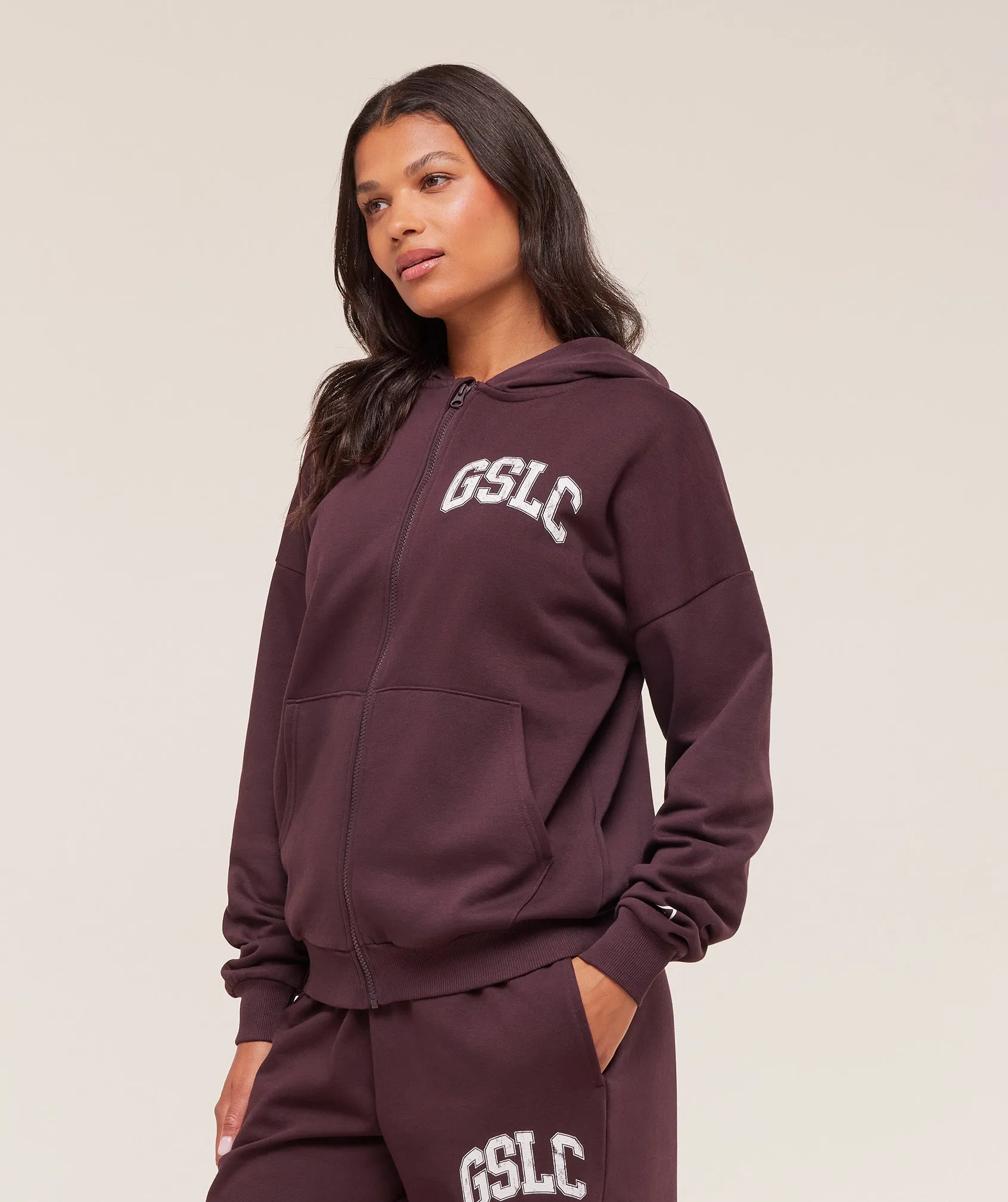 Gymshark GSLC Graphic Zip Up Hoodie - Cherry Purple sold by Gymshark product image thumbnail 3