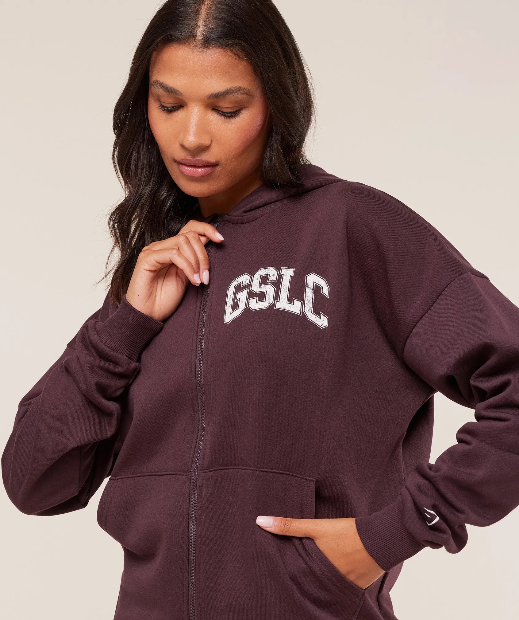 Gymshark GSLC Graphic Zip Up Hoodie - Cherry Purple sold by Gymshark product image thumbnail 4
