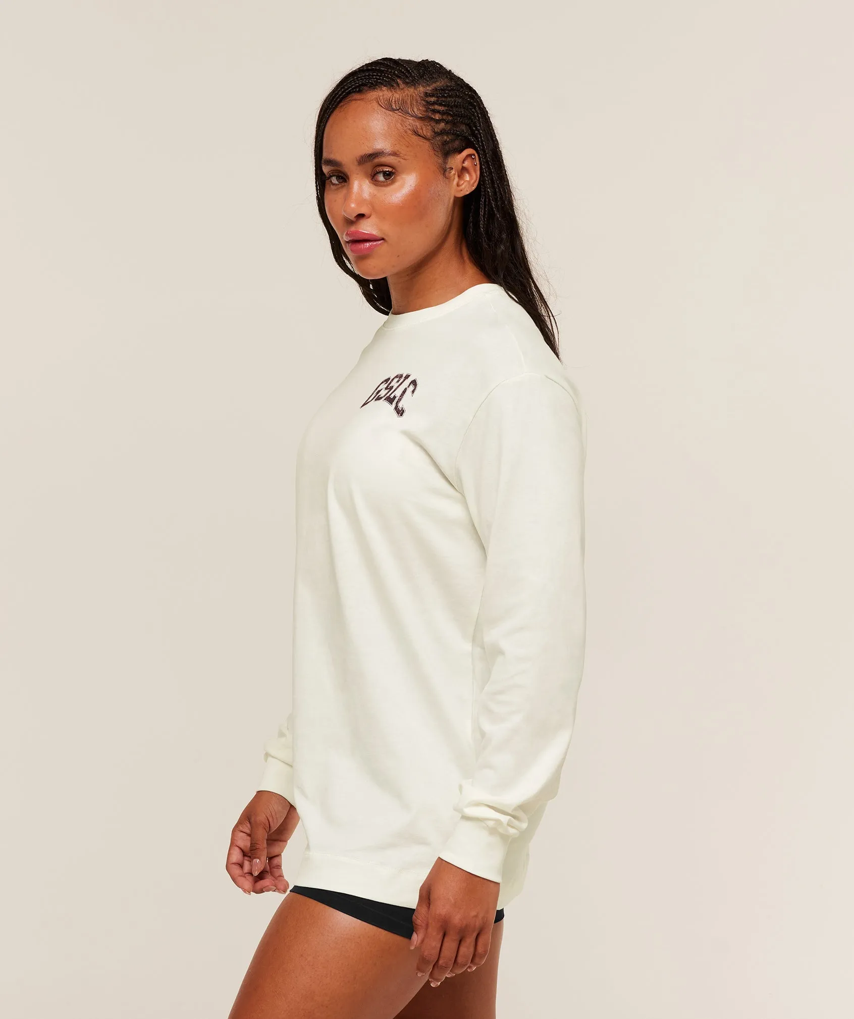 Gymshark GSLC Graphic Oversized Long Sleeve Top - Soft White sold by Gymshark product image thumbnail 3