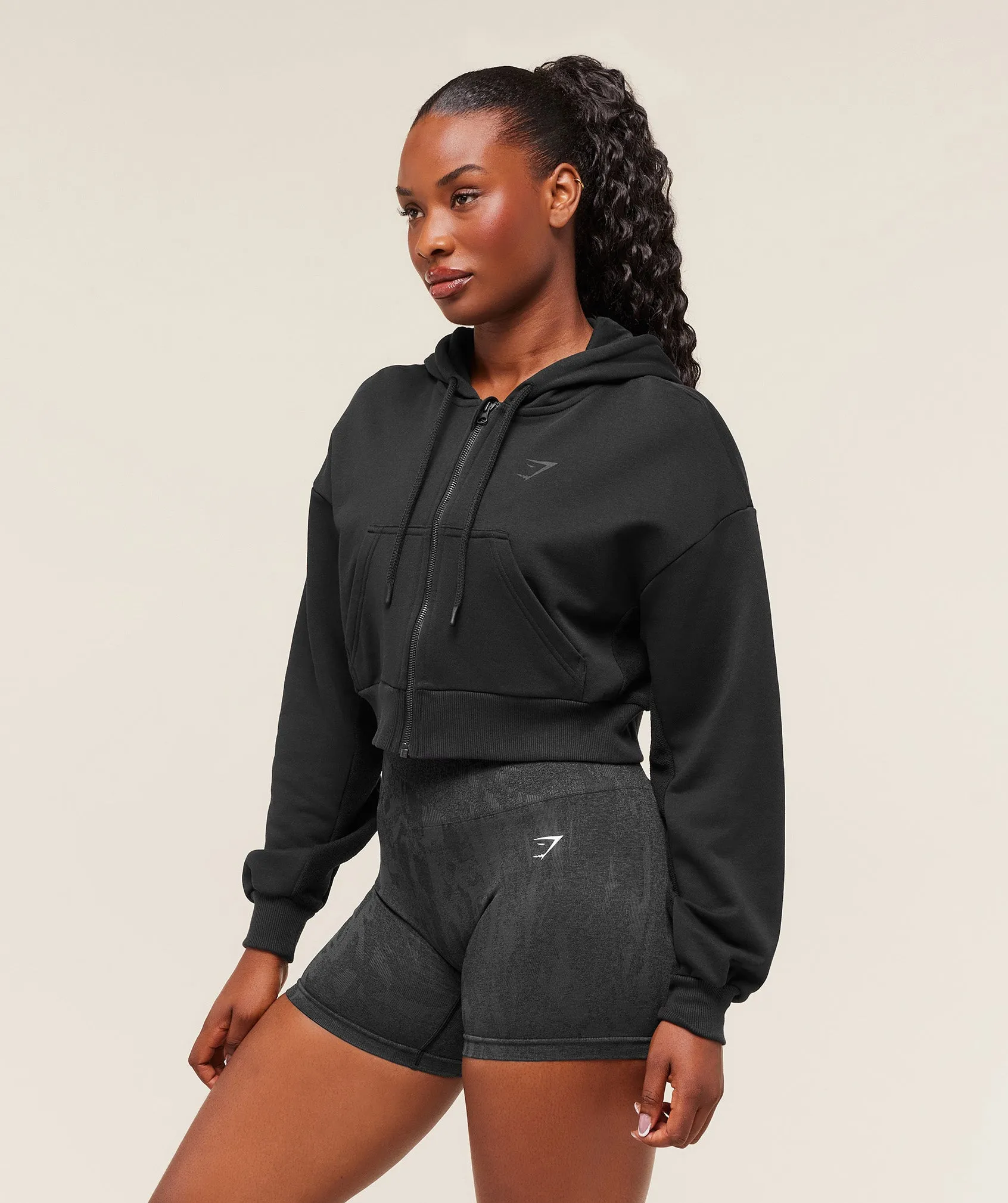 Gymshark Power Midi Zip Hoodie - Black sold by Gymshark product image thumbnail 3