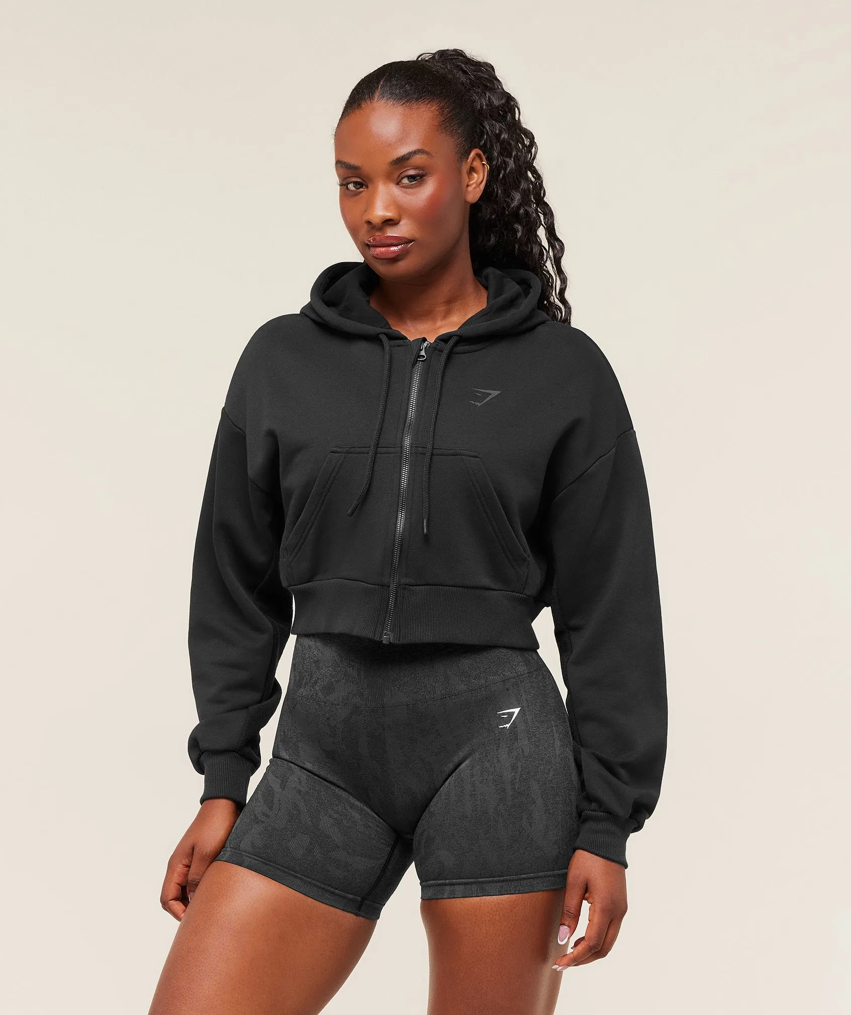 Gymshark Power Midi Zip Hoodie - Black sold by Gymshark product image thumbnail 2
