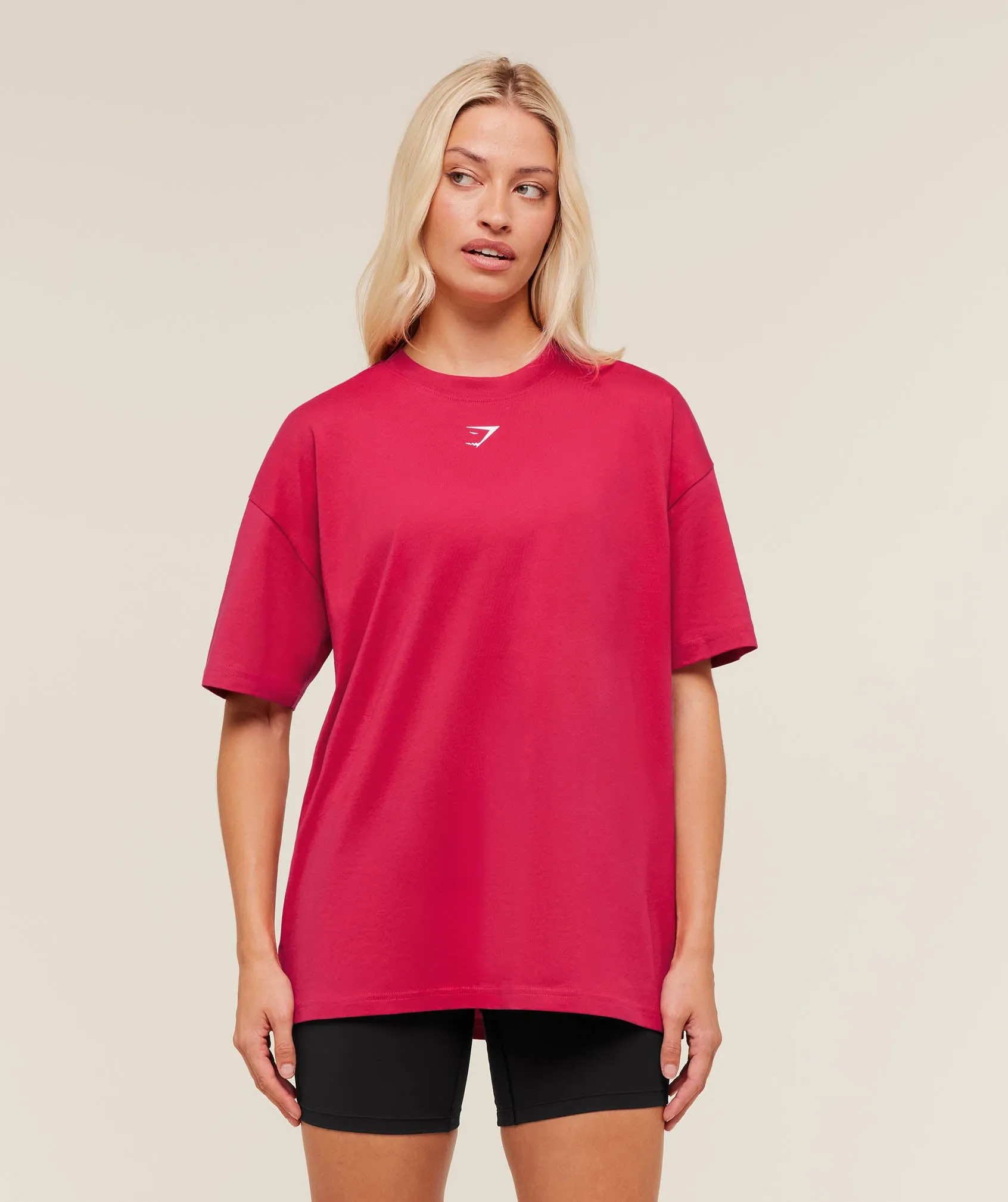 Gymshark Trace Graphic Oversized T-Shirt - Build Pink sold by Gymshark