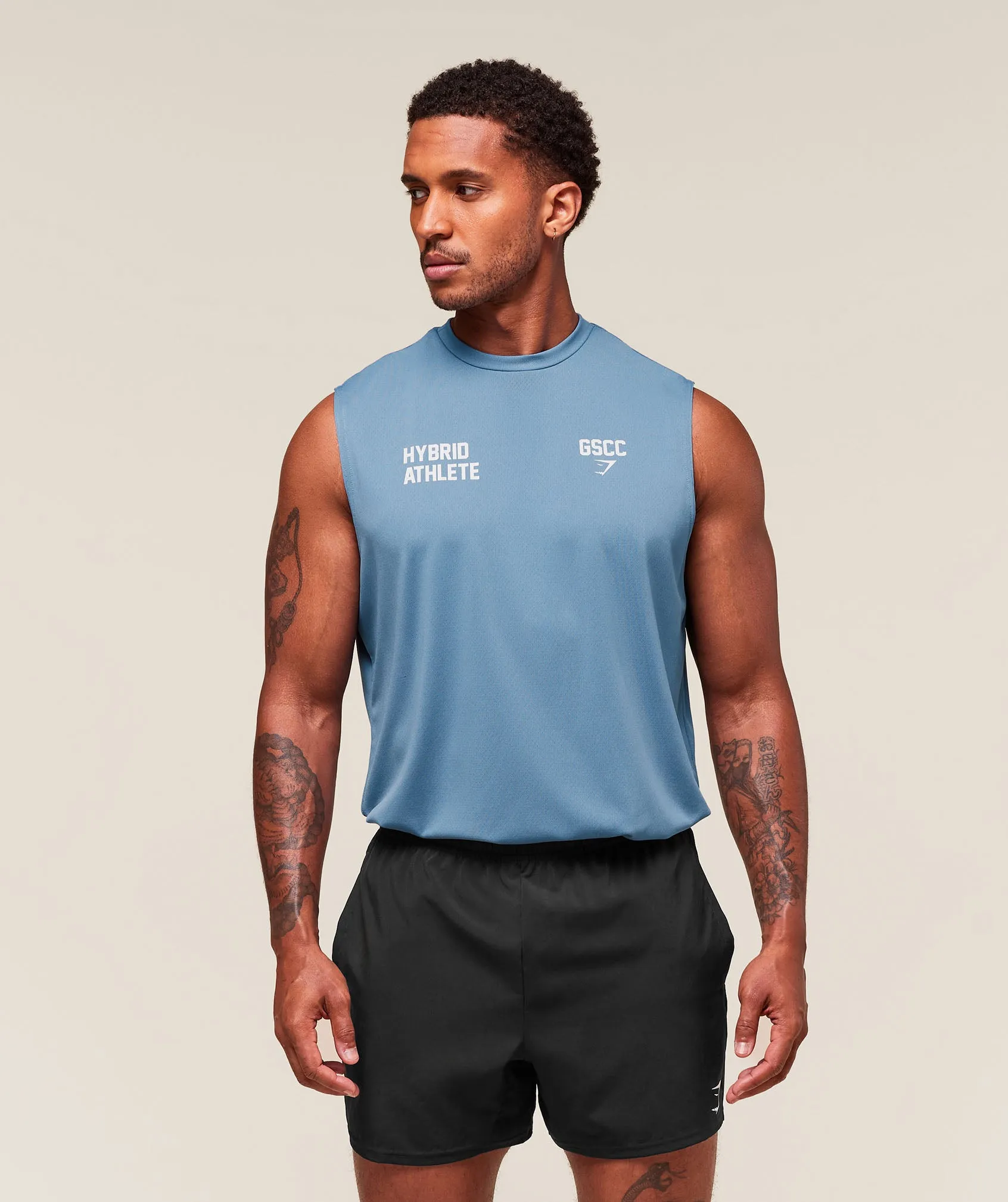 Gymshark Hybrid Athlete Cut Off Tank - Classic Blue sold by Gymshark product image thumbnail 2