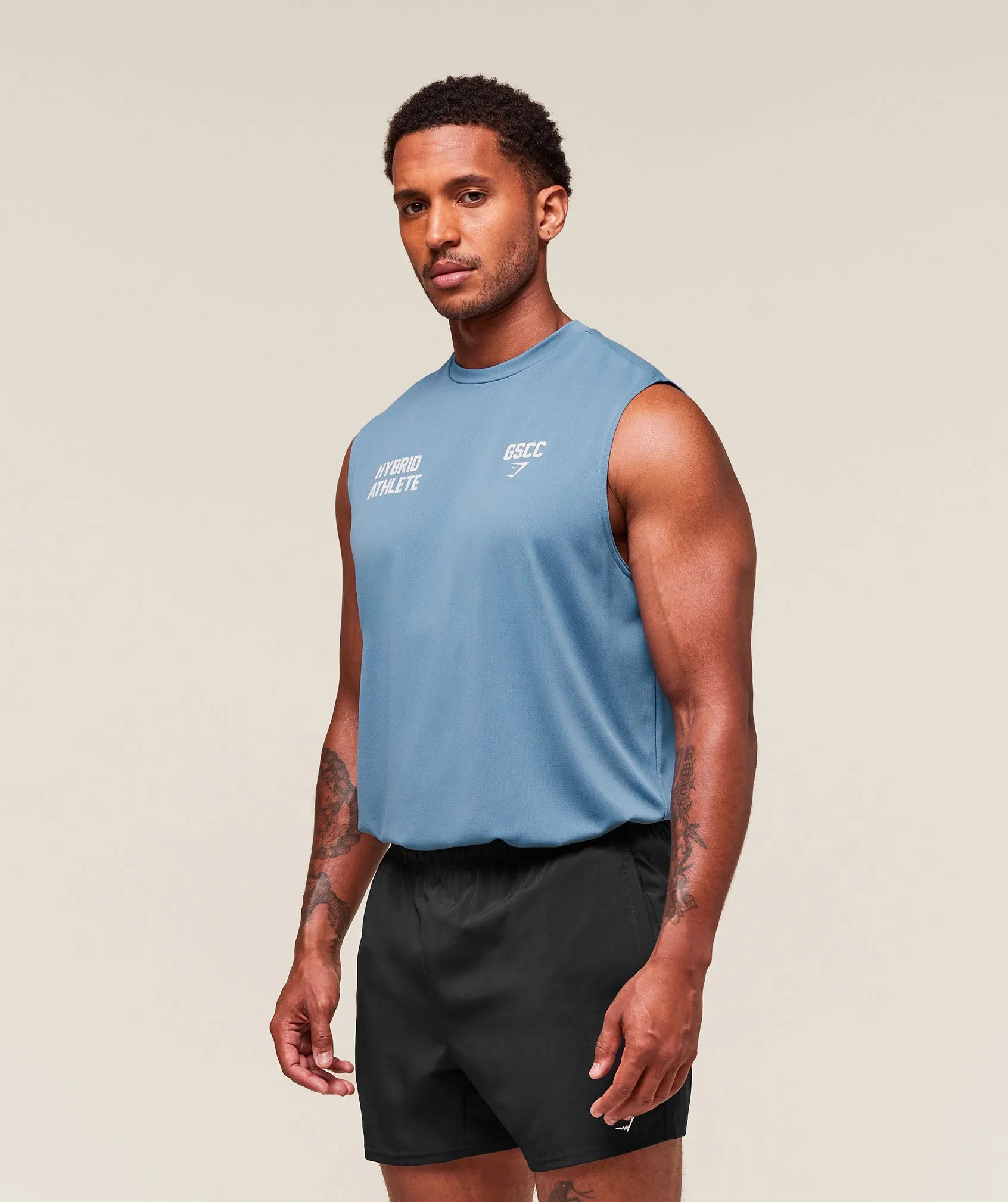Gymshark Hybrid Athlete Cut Off Tank - Classic Blue sold by Gymshark product image thumbnail 3