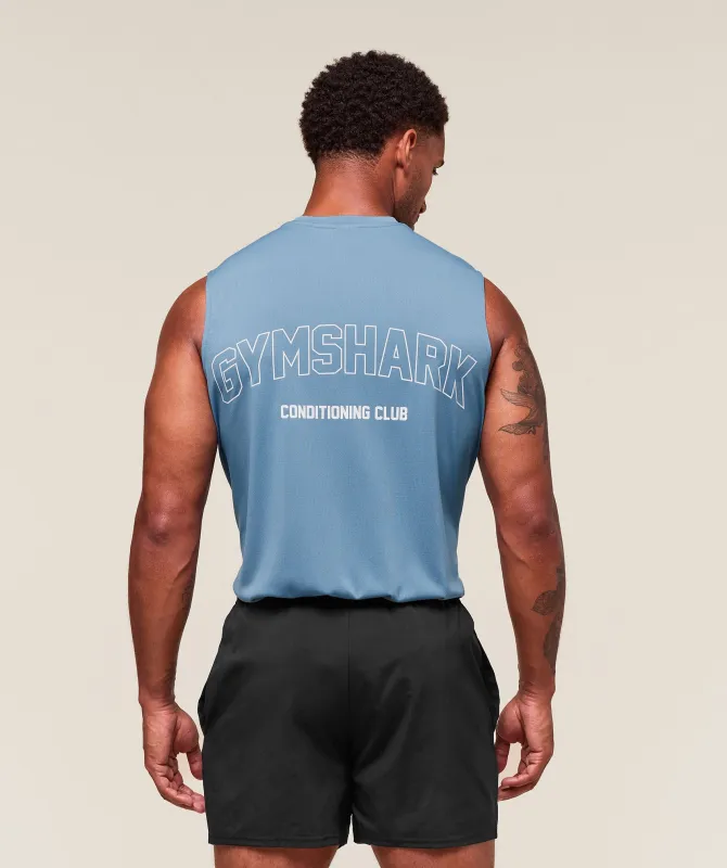Gymshark Hybrid Athlete Cut Off Tank - Classic Blue sold by Gymshark