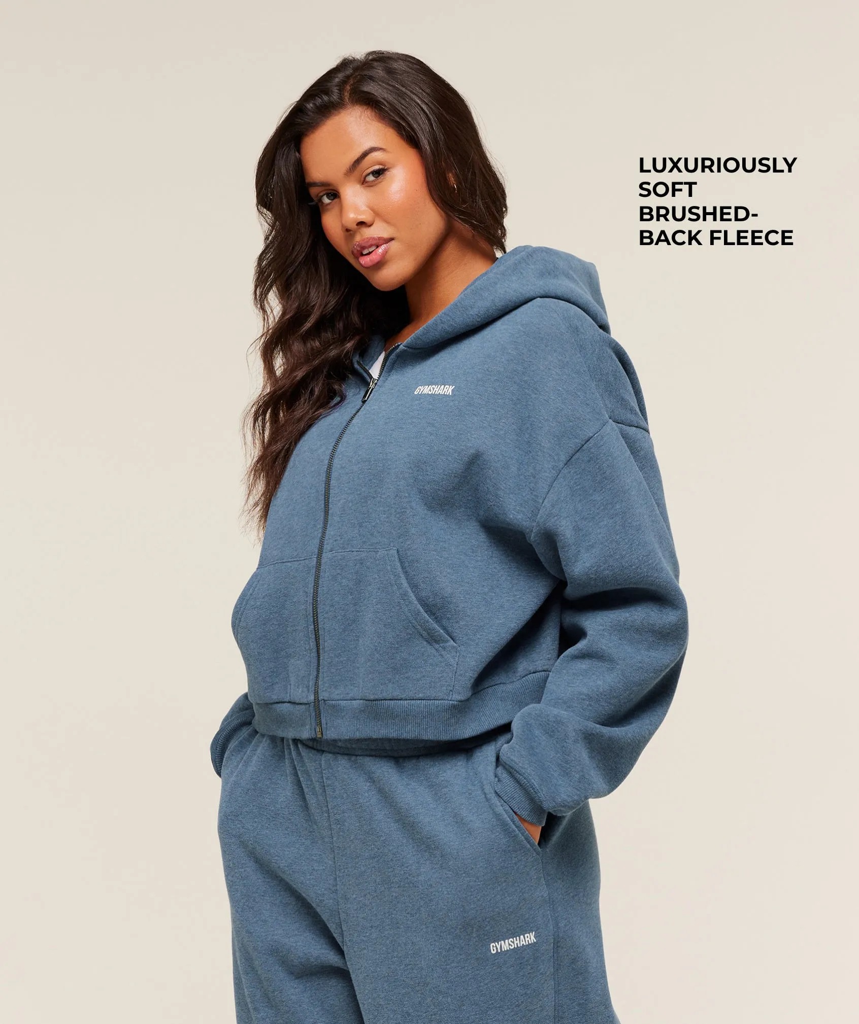 Gymshark Cosy Luxe Zip Through Hoodie - Compound Blue Marl sold by Gymshark product image thumbnail 2