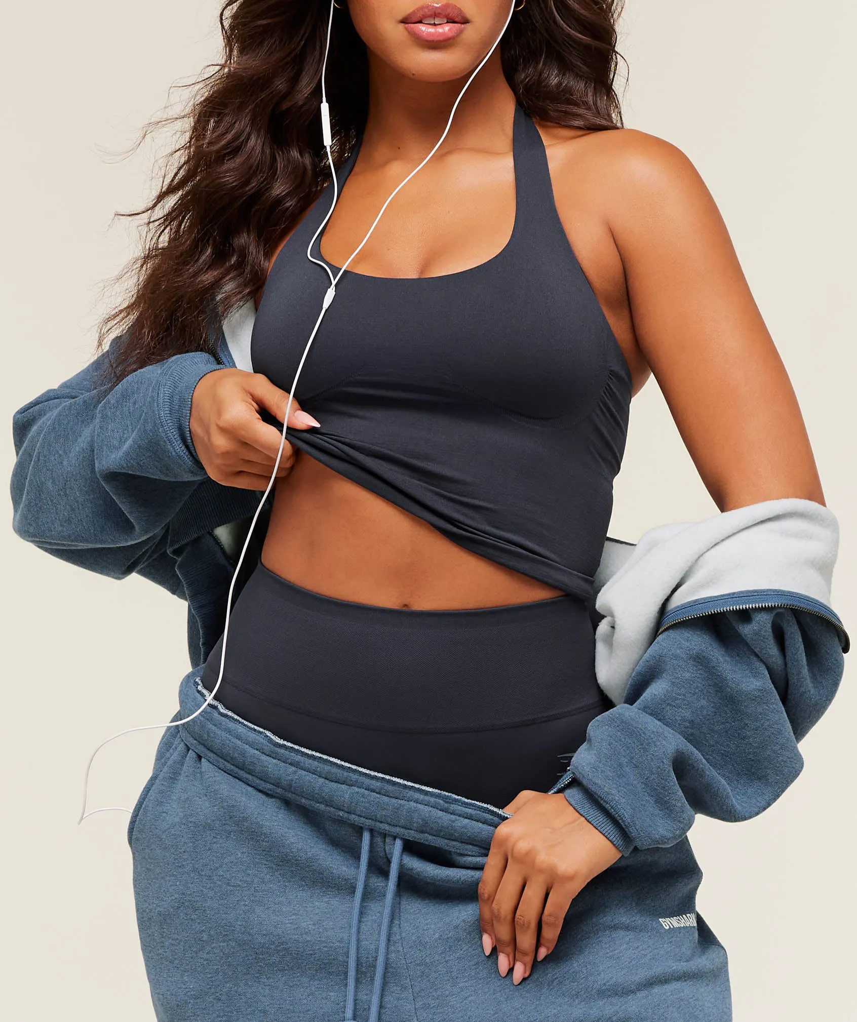 Gymshark Cosy Luxe Zip Through Hoodie - Compound Blue Marl sold by Gymshark product image thumbnail 5