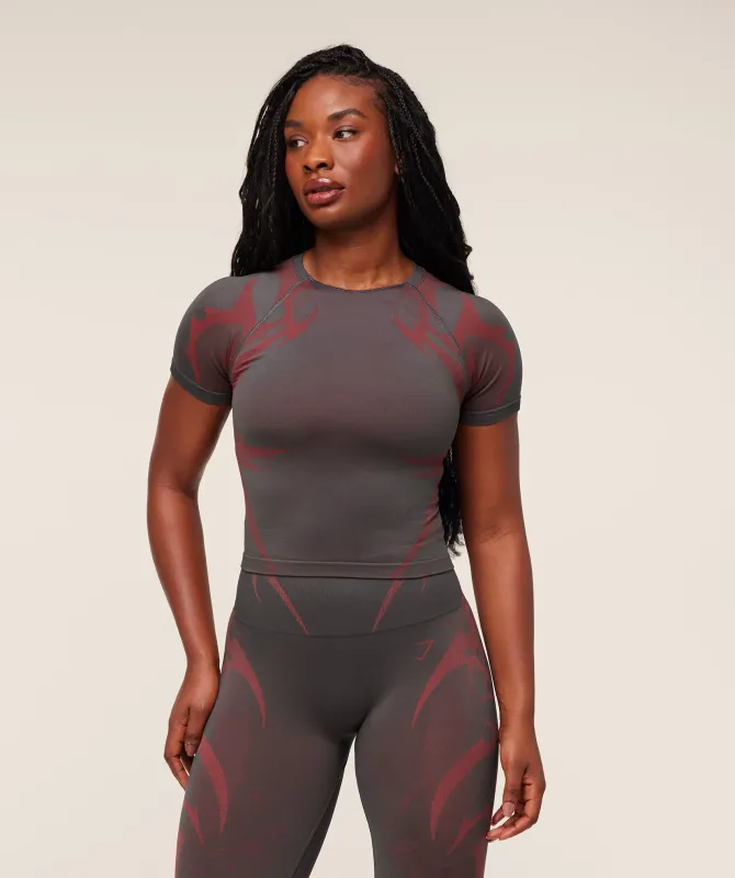 Gymshark Storm Seamless Short Sleeve Top - GS Dark Grey/GS Zesty Red sold by Gymshark