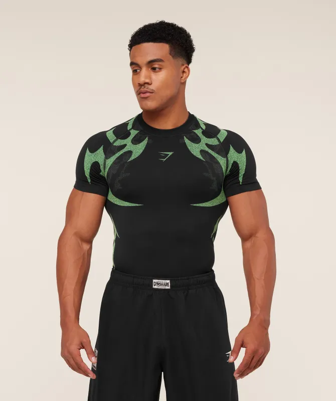 Gymshark Storm Seamless T-Shirt - Black/Active Green sold by Gymshark