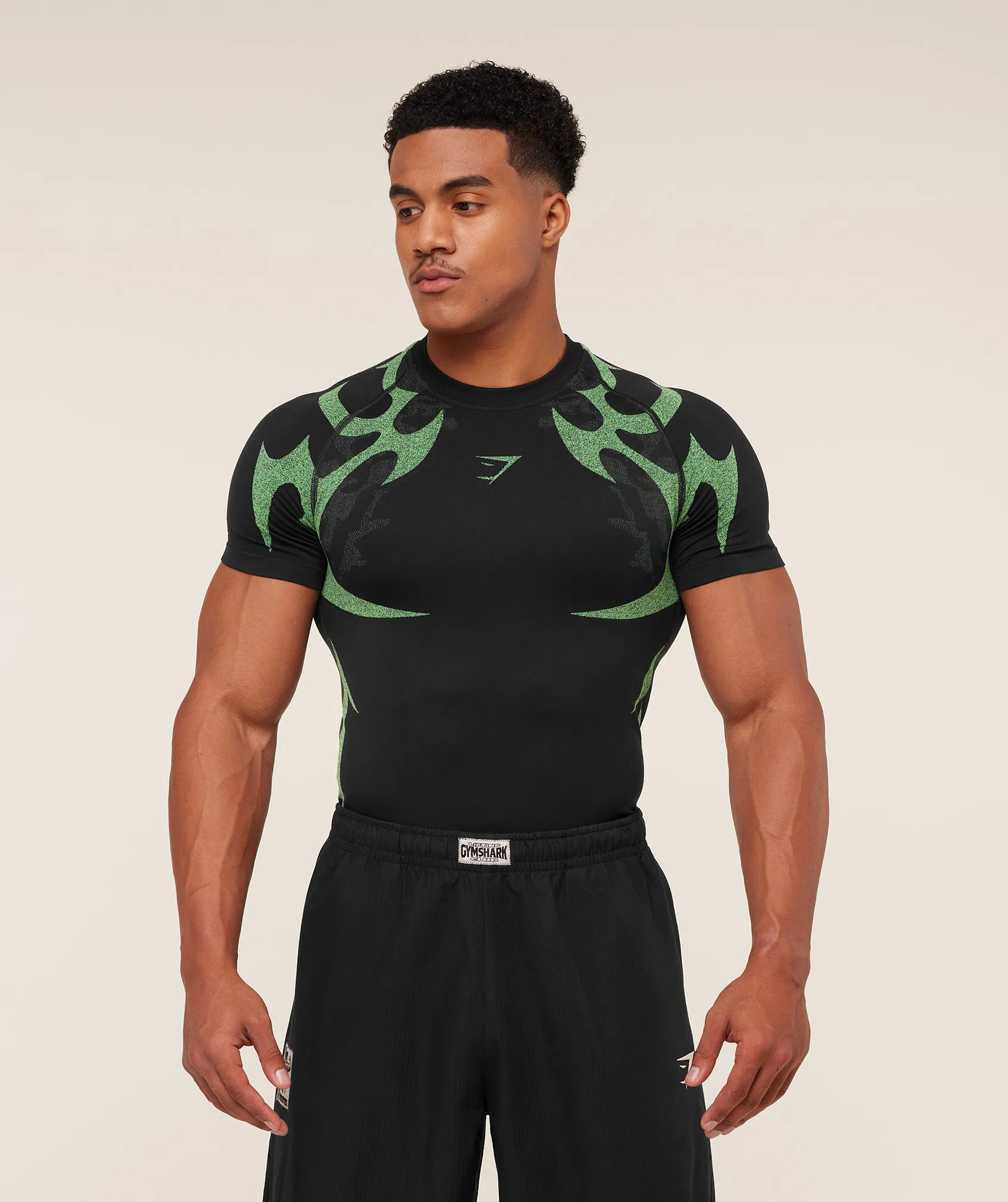 Gymshark Storm Seamless T-Shirt - Black/Active Green sold by Gymshark