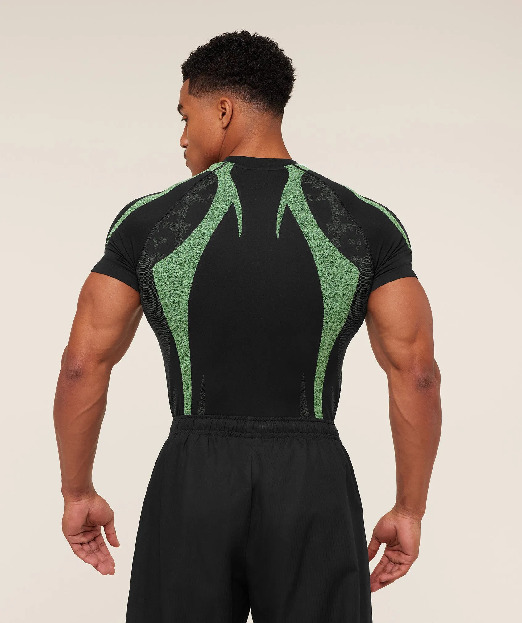 Gymshark Storm Seamless T-Shirt - Black/Active Green sold by Gymshark product image thumbnail 2