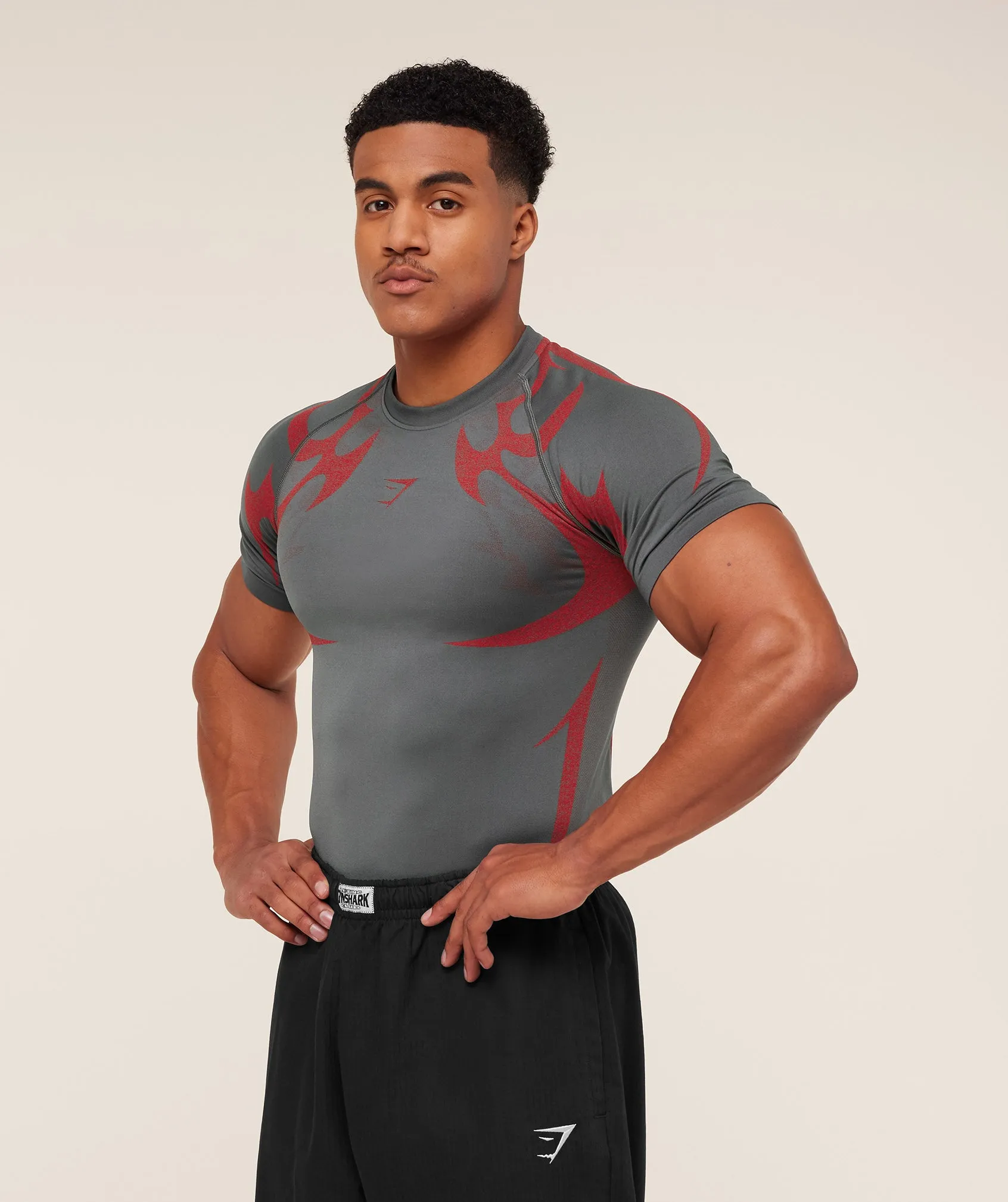Gymshark Storm Seamless T-Shirt - GS Dark Grey/GS Zesty Red sold by Gymshark product image thumbnail 3