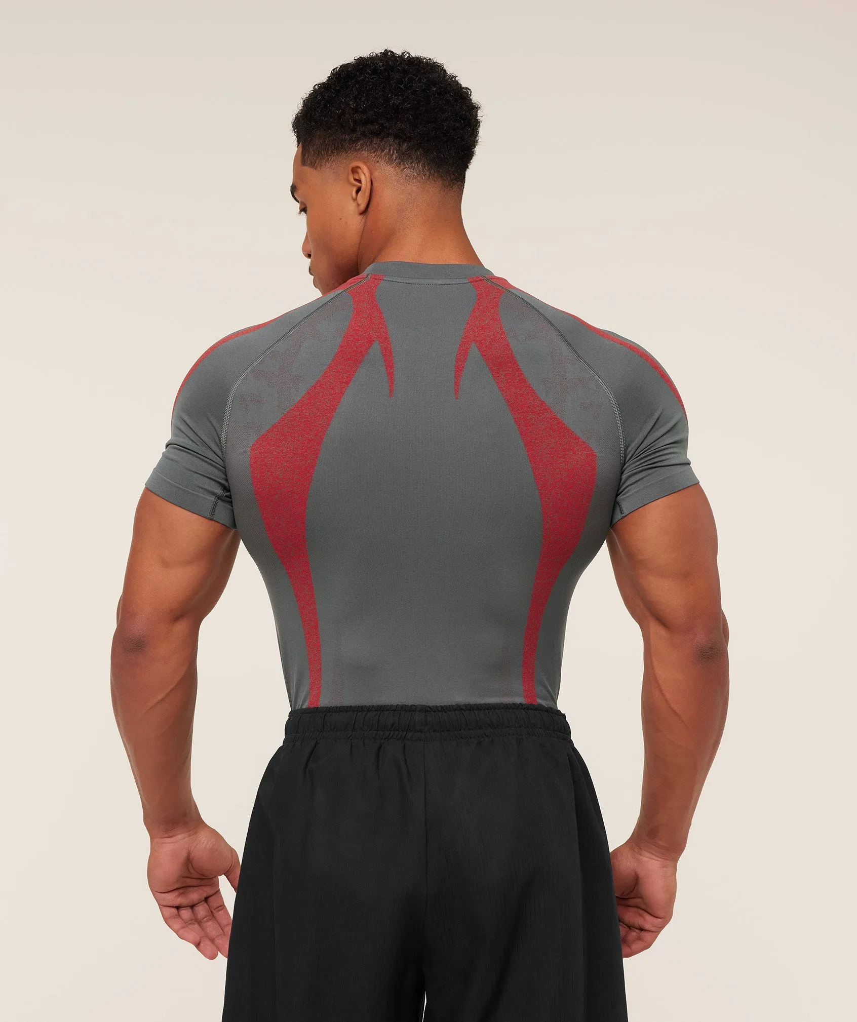 Gymshark Storm Seamless T-Shirt - GS Dark Grey/GS Zesty Red sold by Gymshark product image thumbnail 2