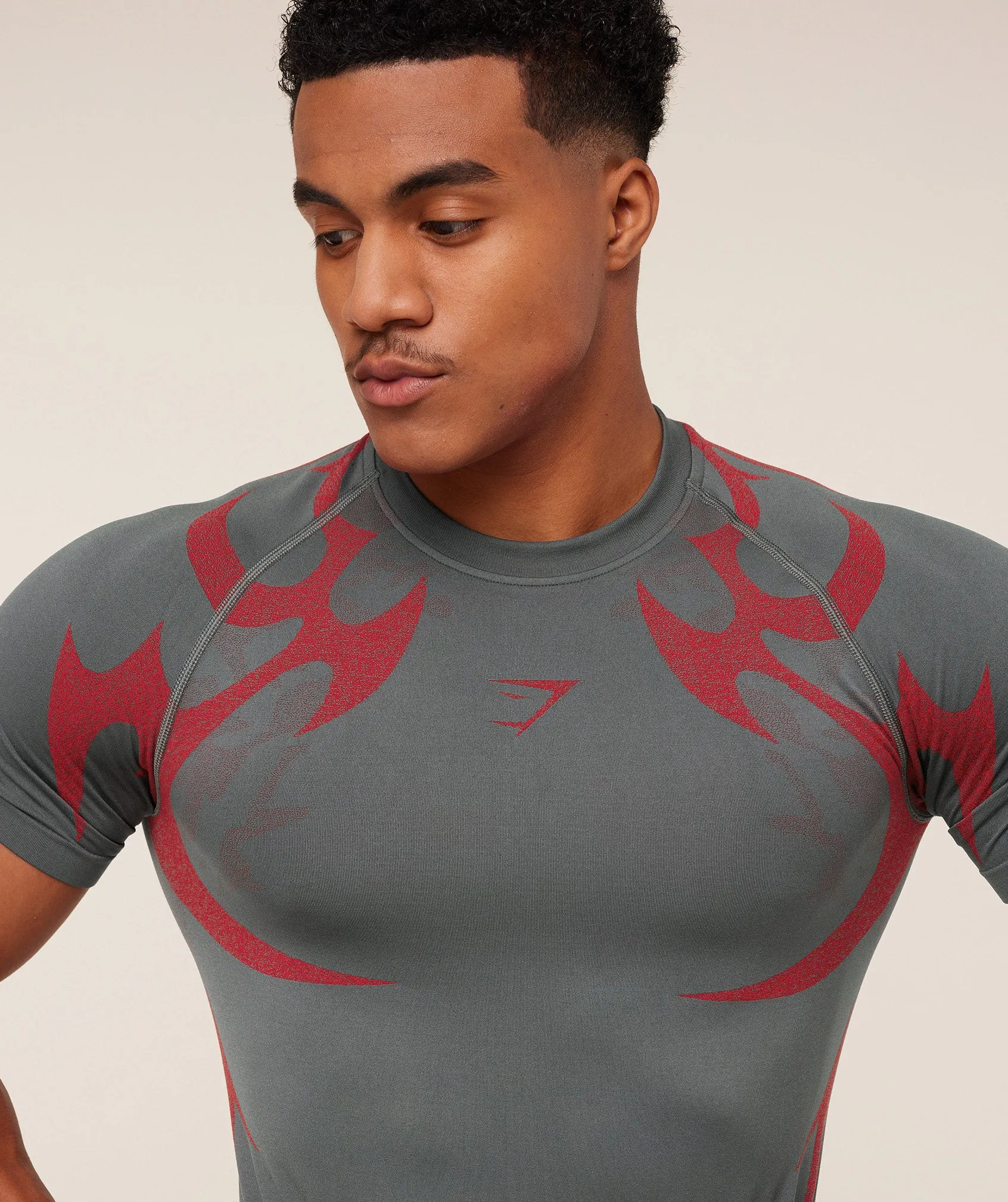 Gymshark Storm Seamless T-Shirt - GS Dark Grey/GS Zesty Red sold by Gymshark product image thumbnail 5