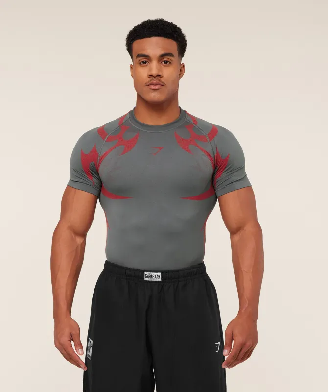 Gymshark Storm Seamless T-Shirt - GS Dark Grey/GS Zesty Red made by Gymshark