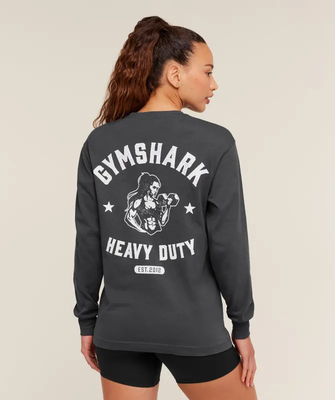 Gymshark Heavy Duty Oversized Long Sleeve T-Shirt - Onyx Grey sold by Gymshark
