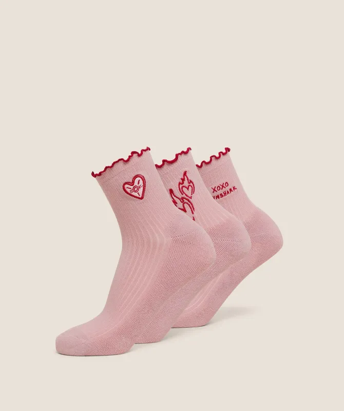 Gymshark Frill Midi Sock 3pk - Cloud Pink sold by Gymshark