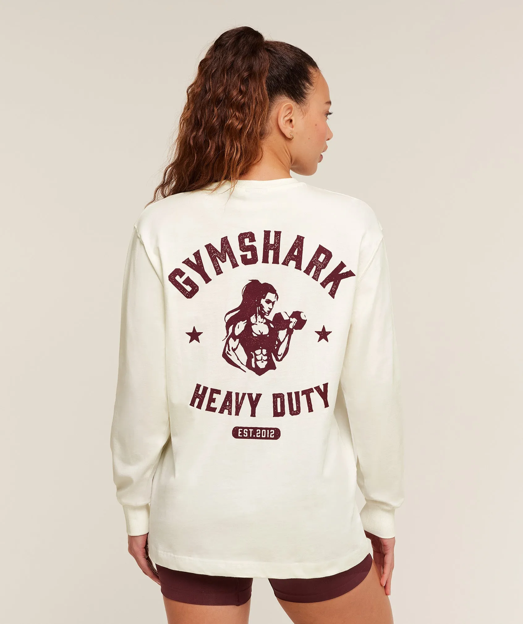 Gymshark Heavy Duty Oversized Long Sleeve T-Shirt - GS Soft White sold by Gymshark