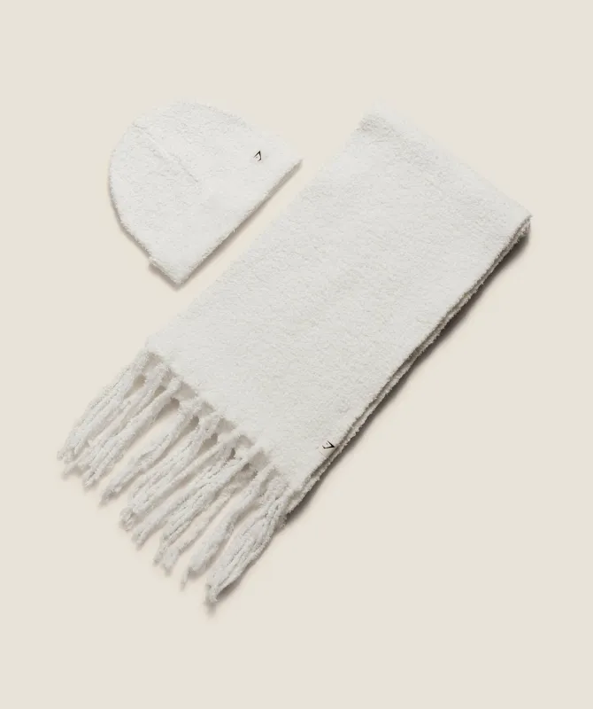 Gymshark Knitted Scarf/Beanie Gift Set - Soft White made by Gymshark