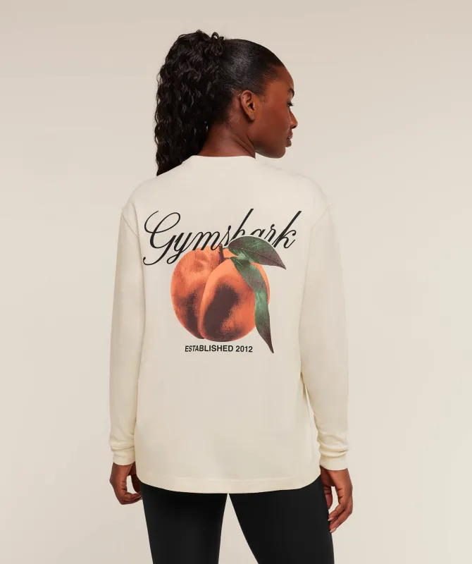 Gymshark Juicy Peach Long Sleeve T-Shirt - Oat White sold by Gymshark