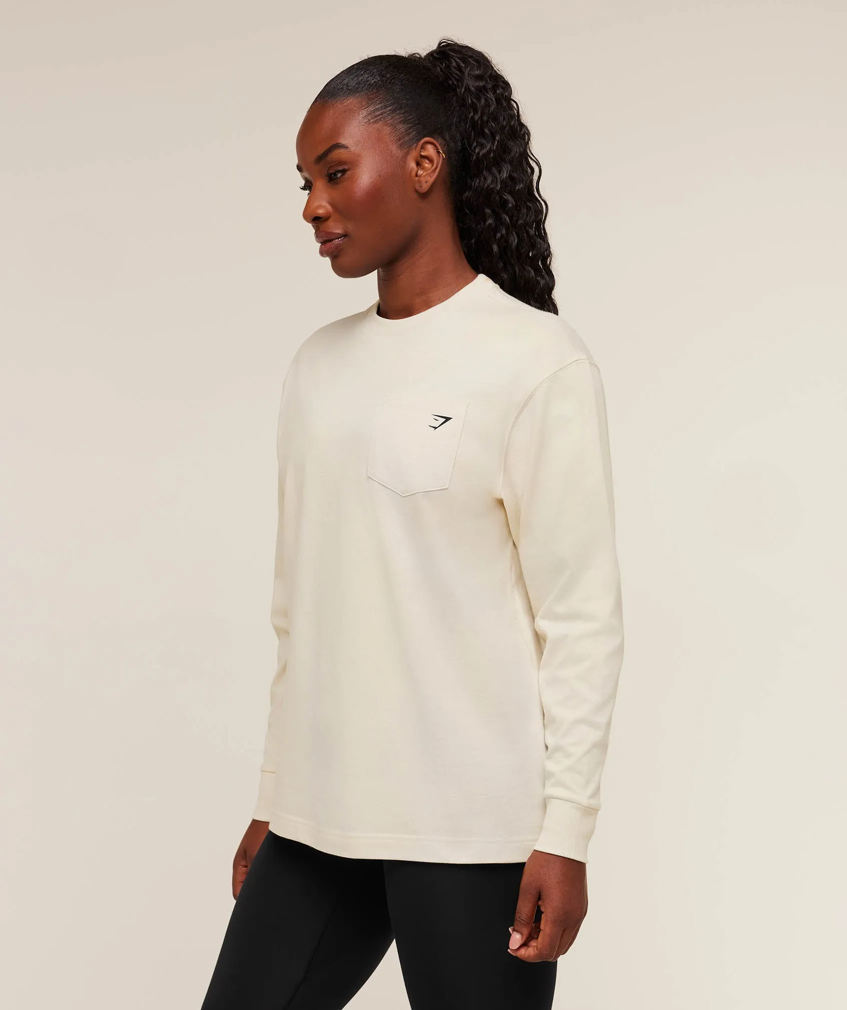 Gymshark Juicy Peach Long Sleeve T-Shirt - Oat White sold by Gymshark product image thumbnail 3