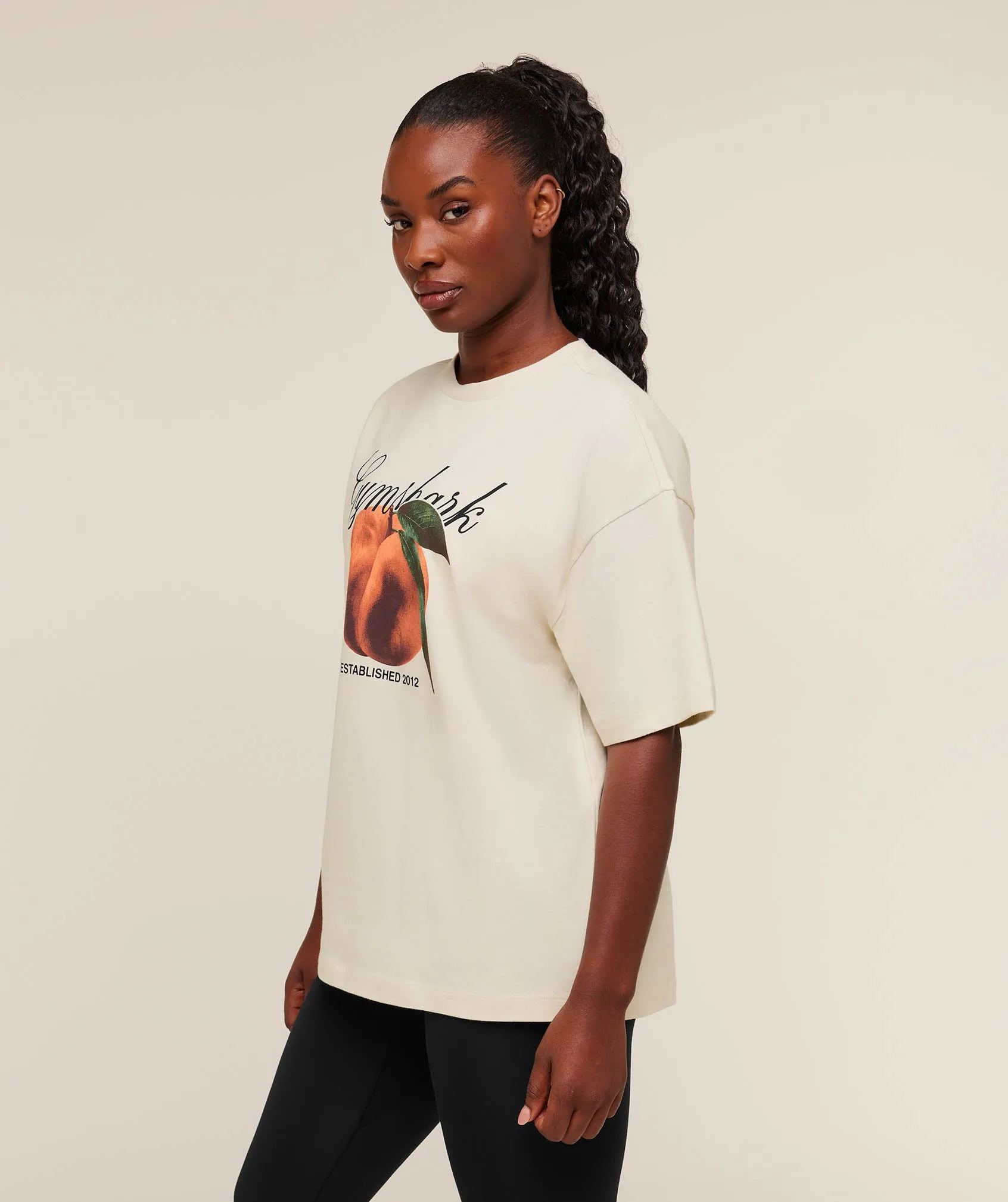 Gymshark Juicy Peach Short Sleeve T-Shirt - Oat White sold by Gymshark product image thumbnail 3