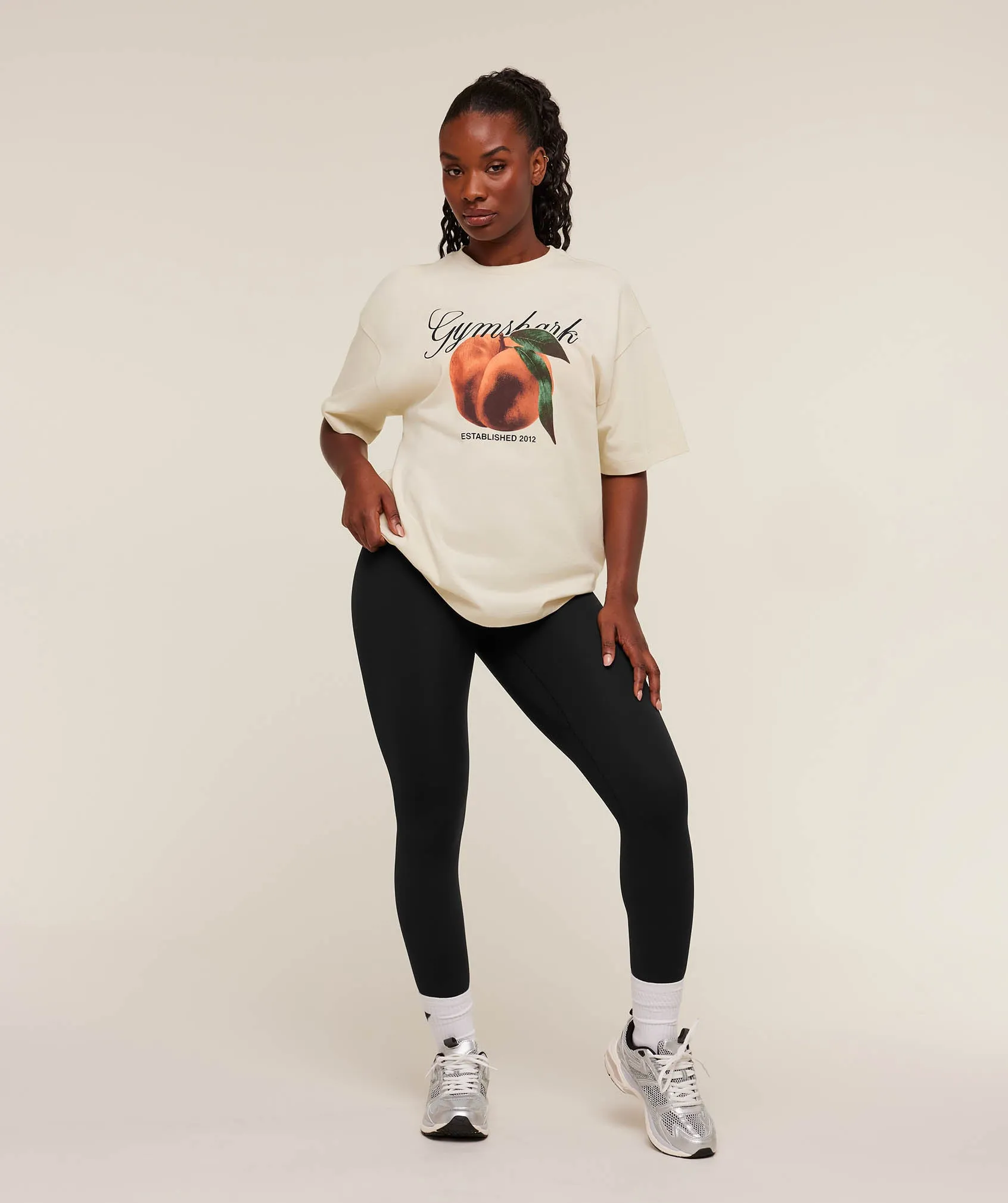 Gymshark Juicy Peach Short Sleeve T-Shirt - Oat White sold by Gymshark product image thumbnail 4