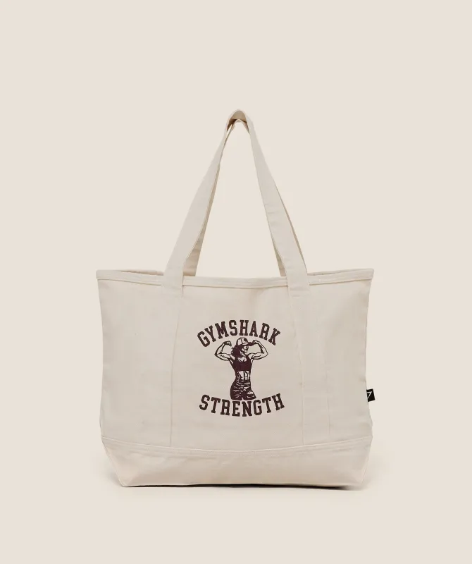 Gymshark Gymshark Strength Graphic Tote Bag - Ecru White sold by Gymshark