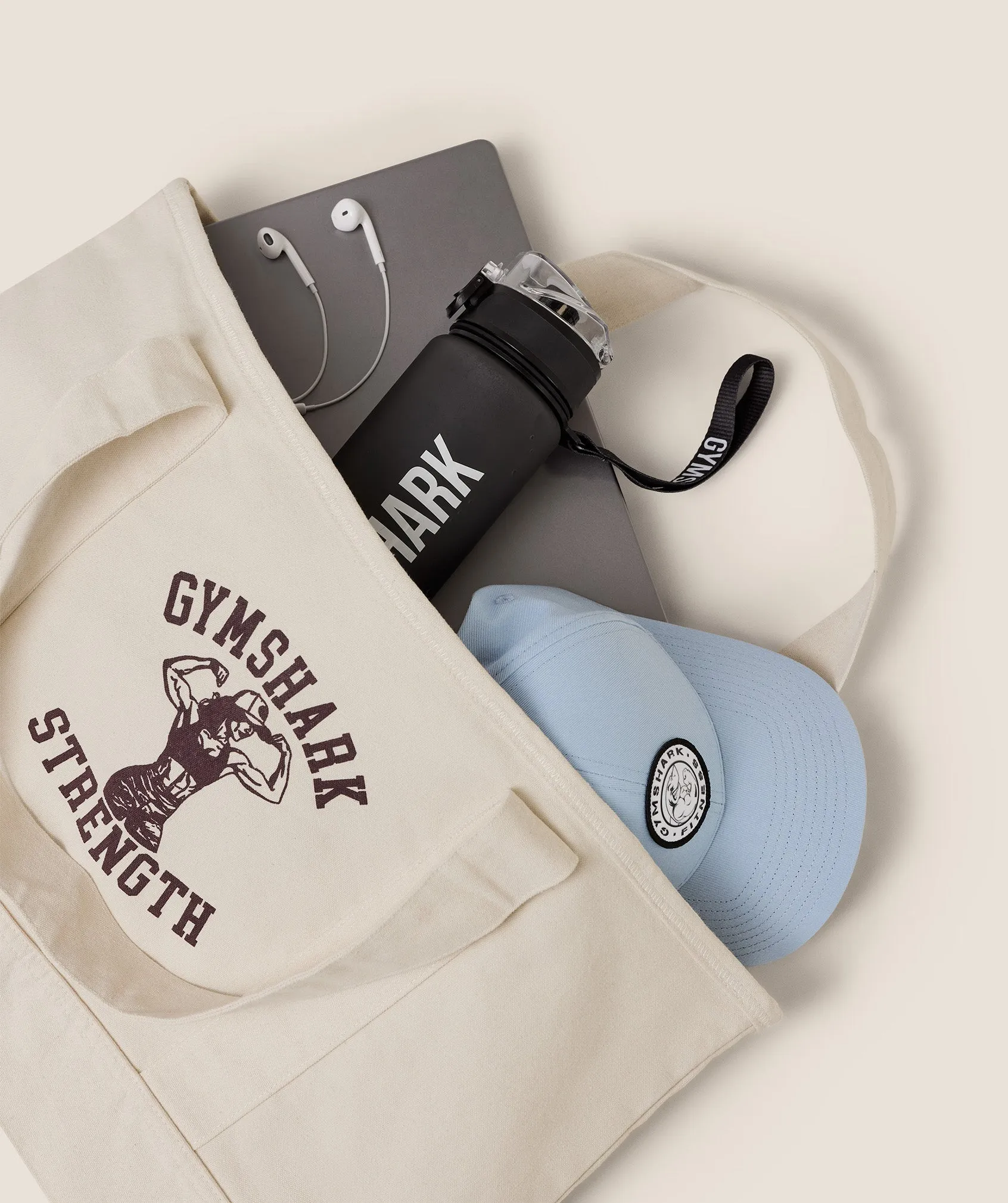 Gymshark Strength Graphic Tote Bag - Ecru White sold by Gymshark product image thumbnail 2