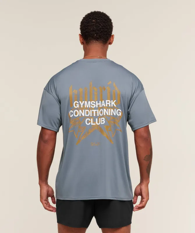 Gymshark Hybrid Graphic T-Shirt - Iron Blue sold by Gymshark