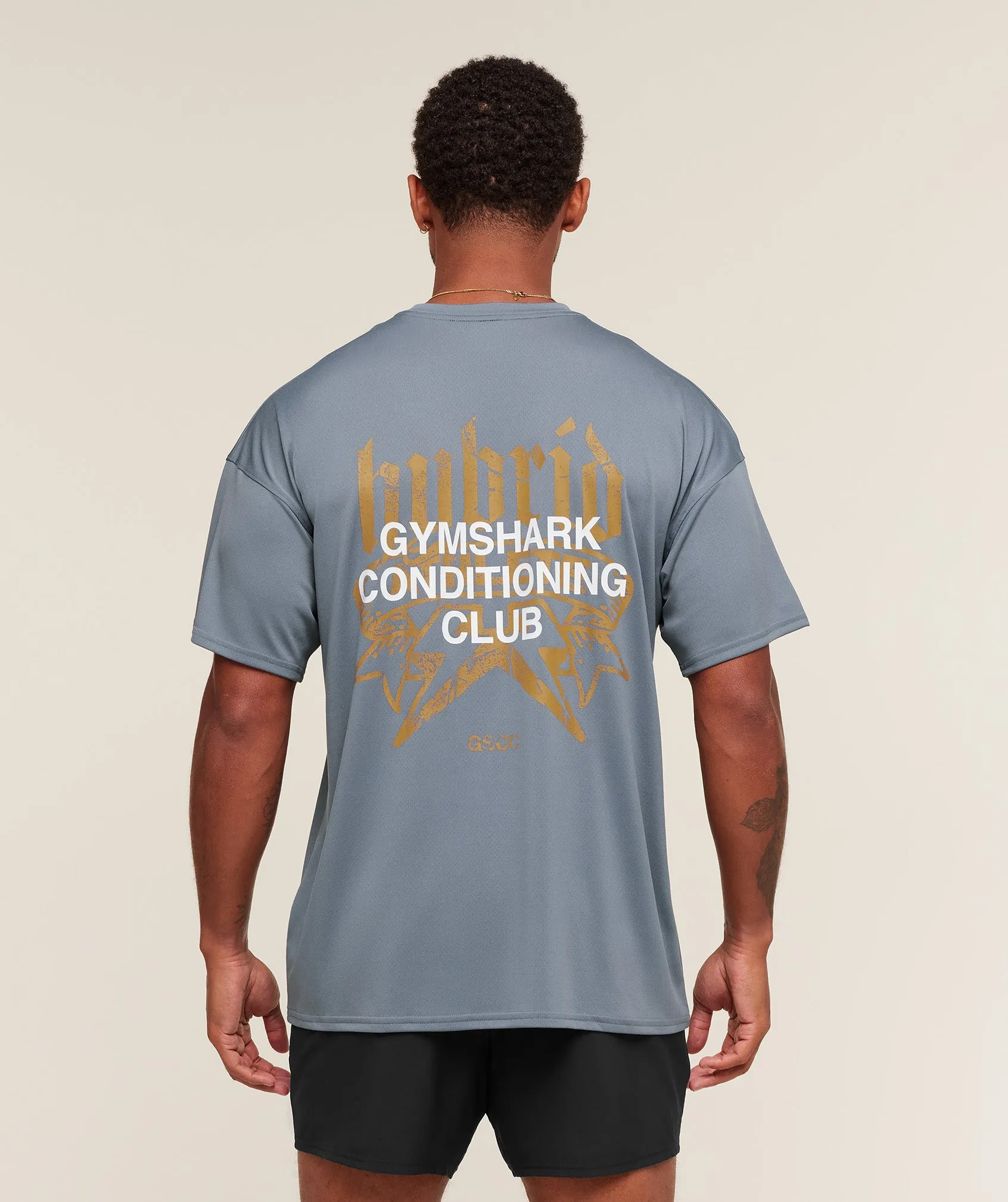 Gymshark Hybrid Graphic T-Shirt - Iron Blue sold by Gymshark