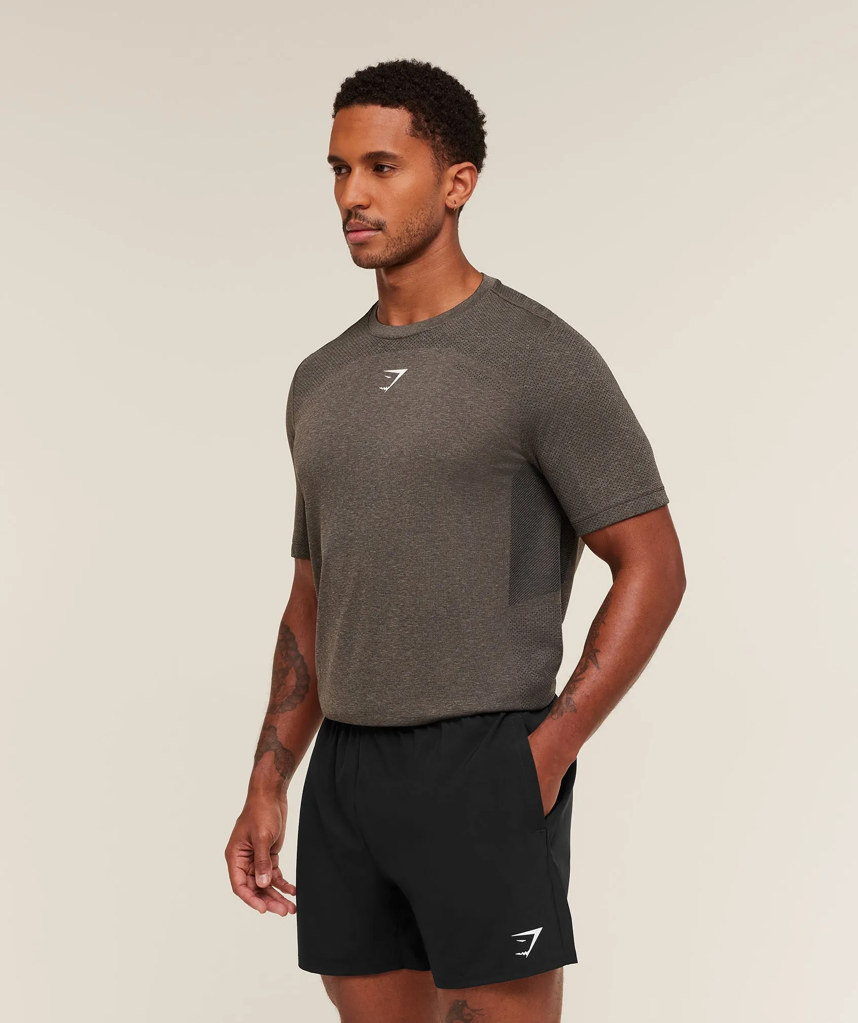 Gymshark Lightweight Seamless T-Shirt - Archive Brown/Cement Brown sold by Gymshark product image thumbnail 3