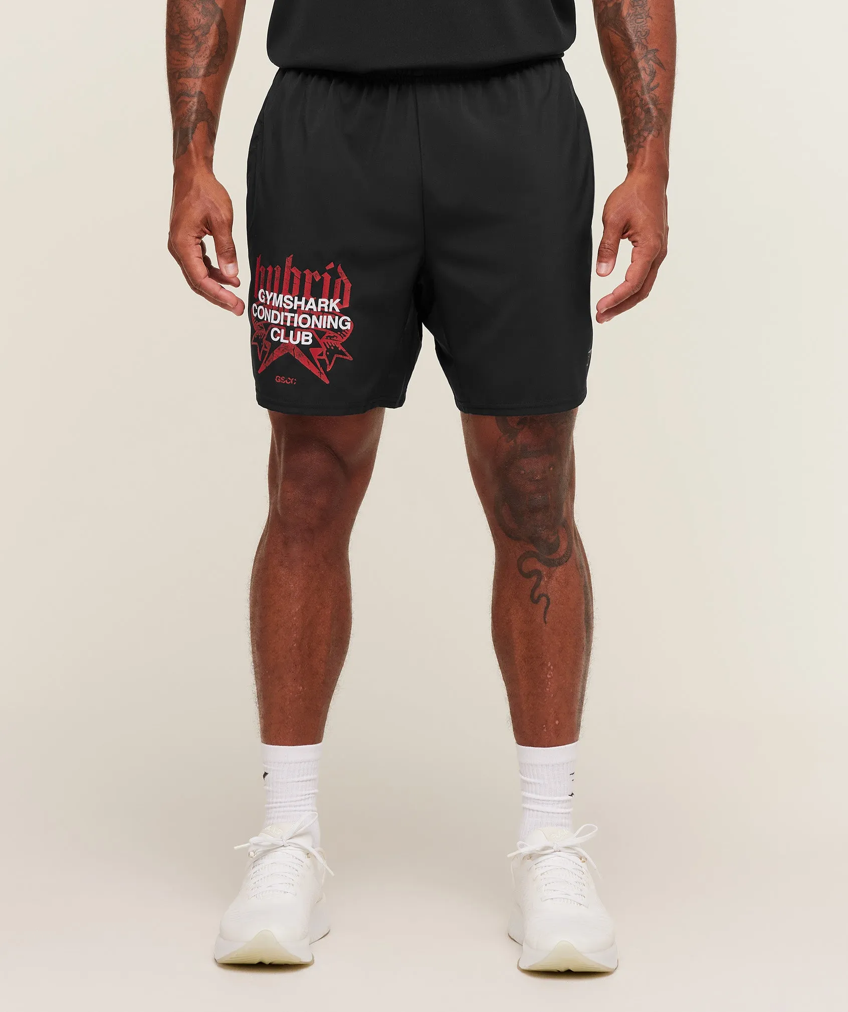 Gymshark Hybrid Graphic 7" Shorts - Black sold by Gymshark