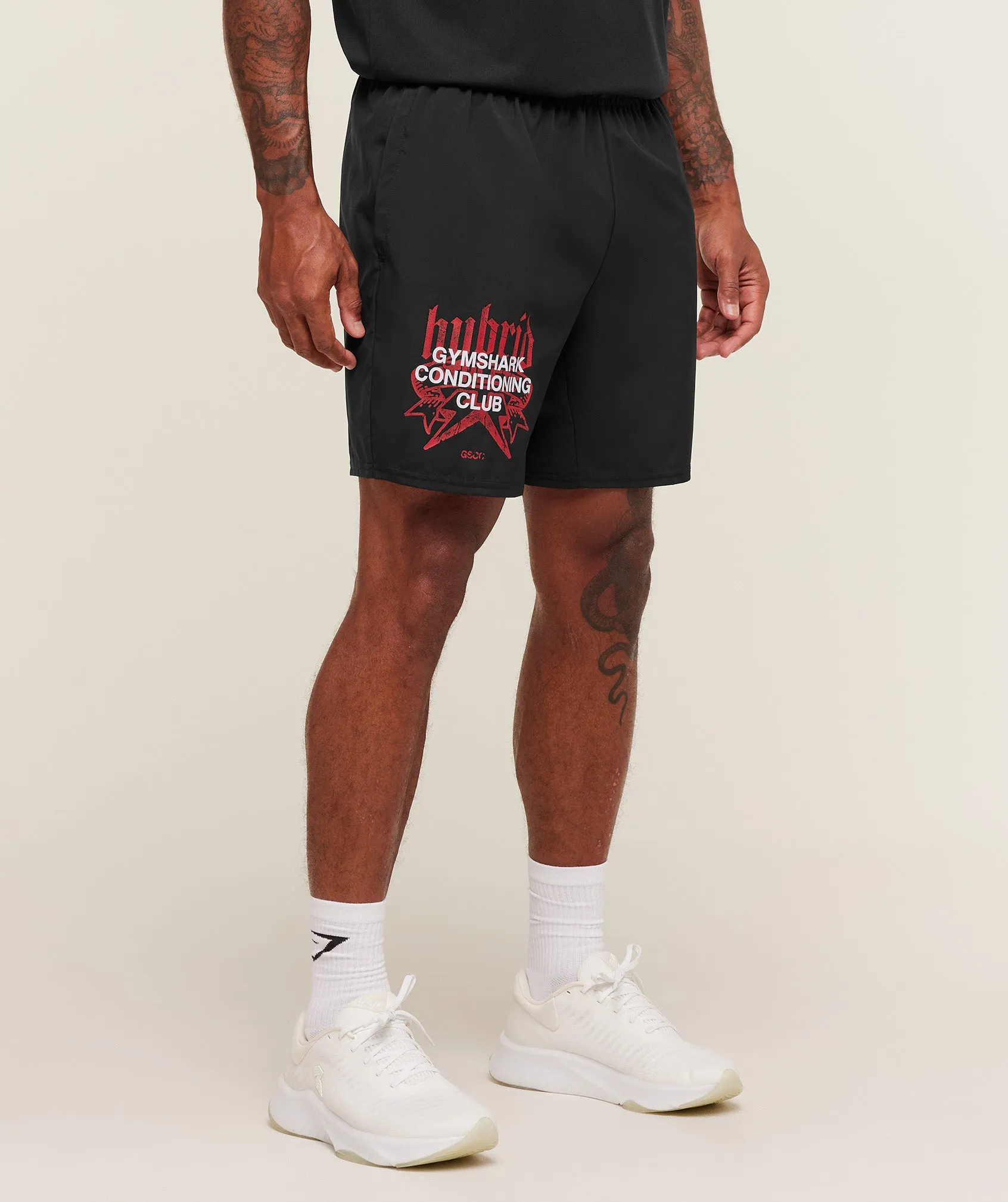 Gymshark Hybrid Graphic 7" Shorts - Black sold by Gymshark product image thumbnail 3