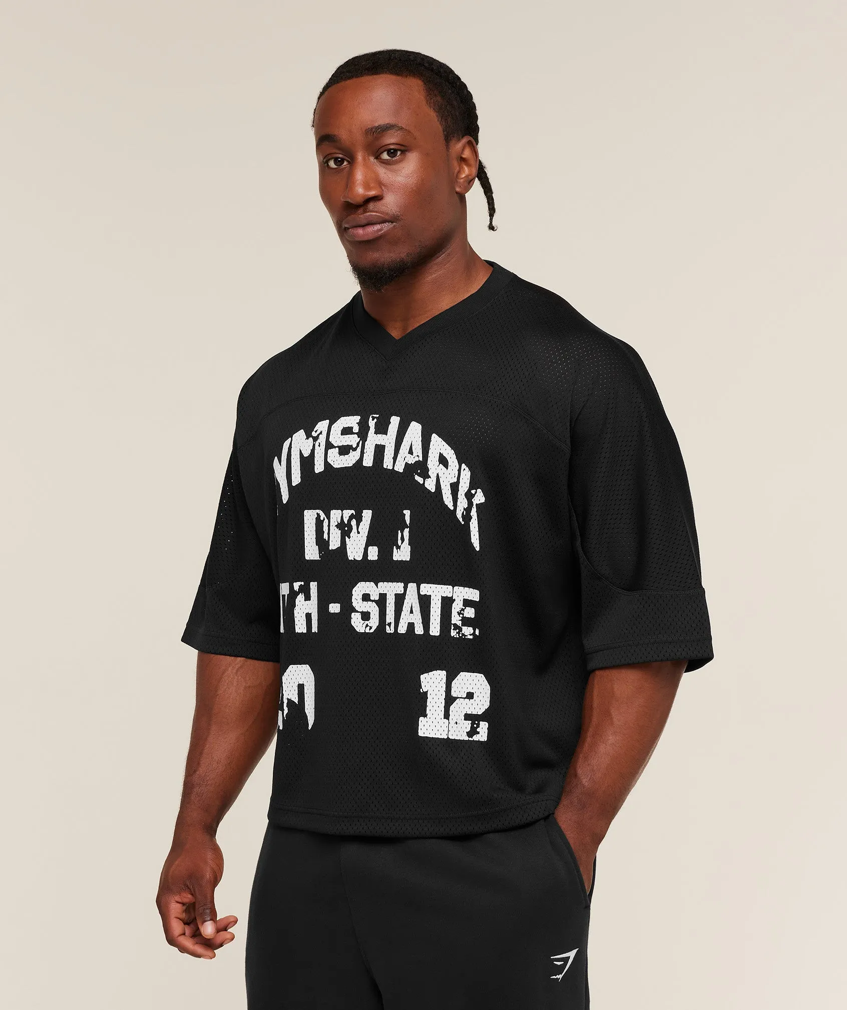 Gymshark Graphic Mesh Oversized T-Shirt - Black sold by Gymshark product image thumbnail 5