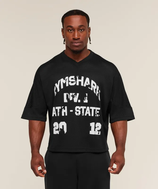 Gymshark Graphic Mesh Oversized T-Shirt - Black sold by Gymshark