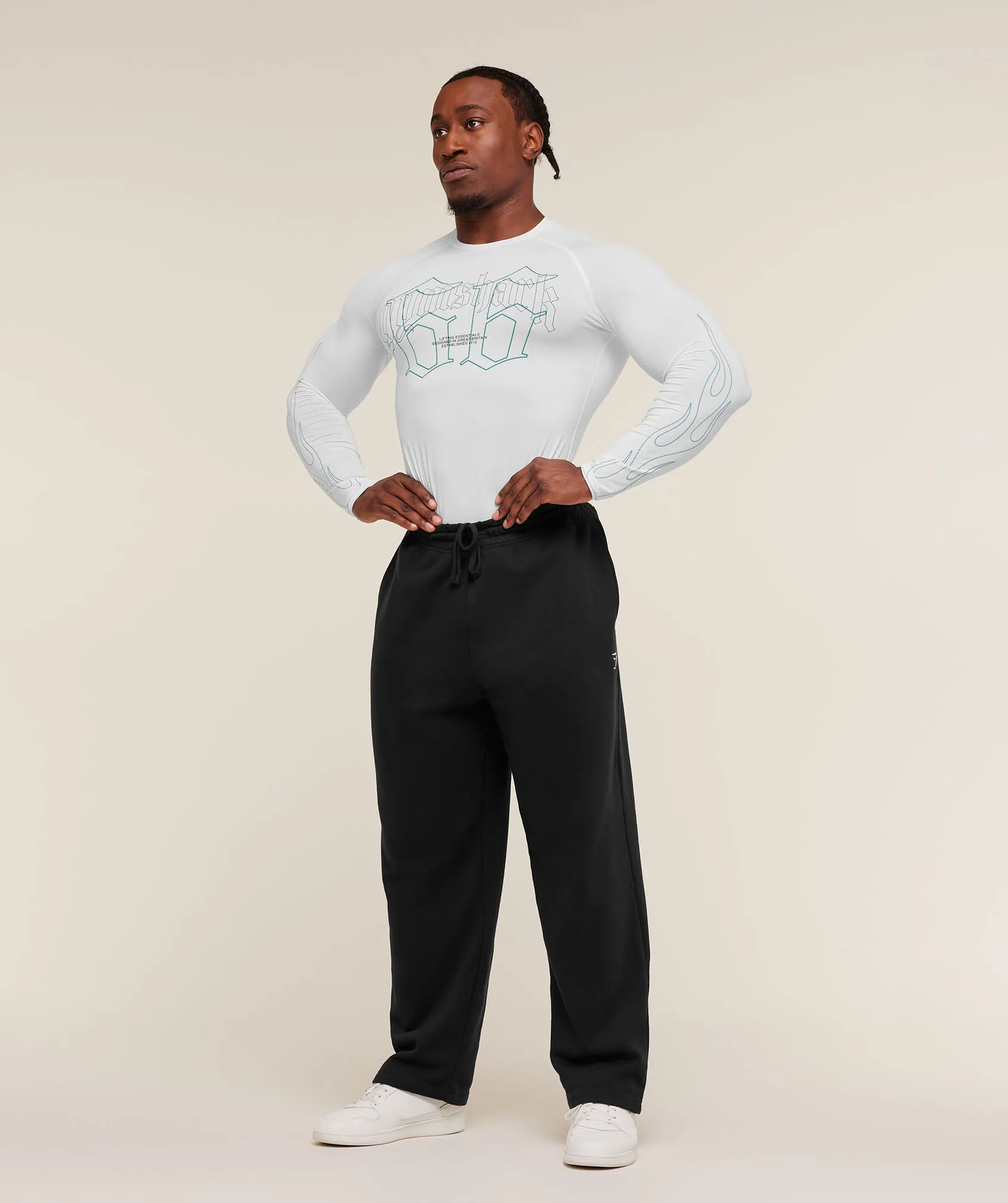 Gymshark Outline Graphic Long Sleeve Baselayer - White sold by Gymshark product image thumbnail 4