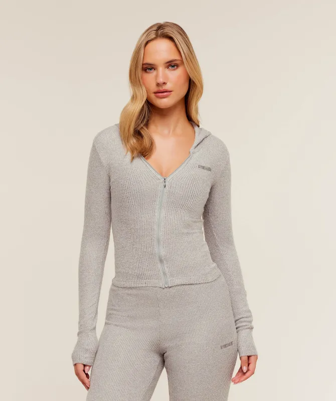 Gymshark SuperSoft Zip Through Hoodie - Light Grey Core Marl sold by Gymshark